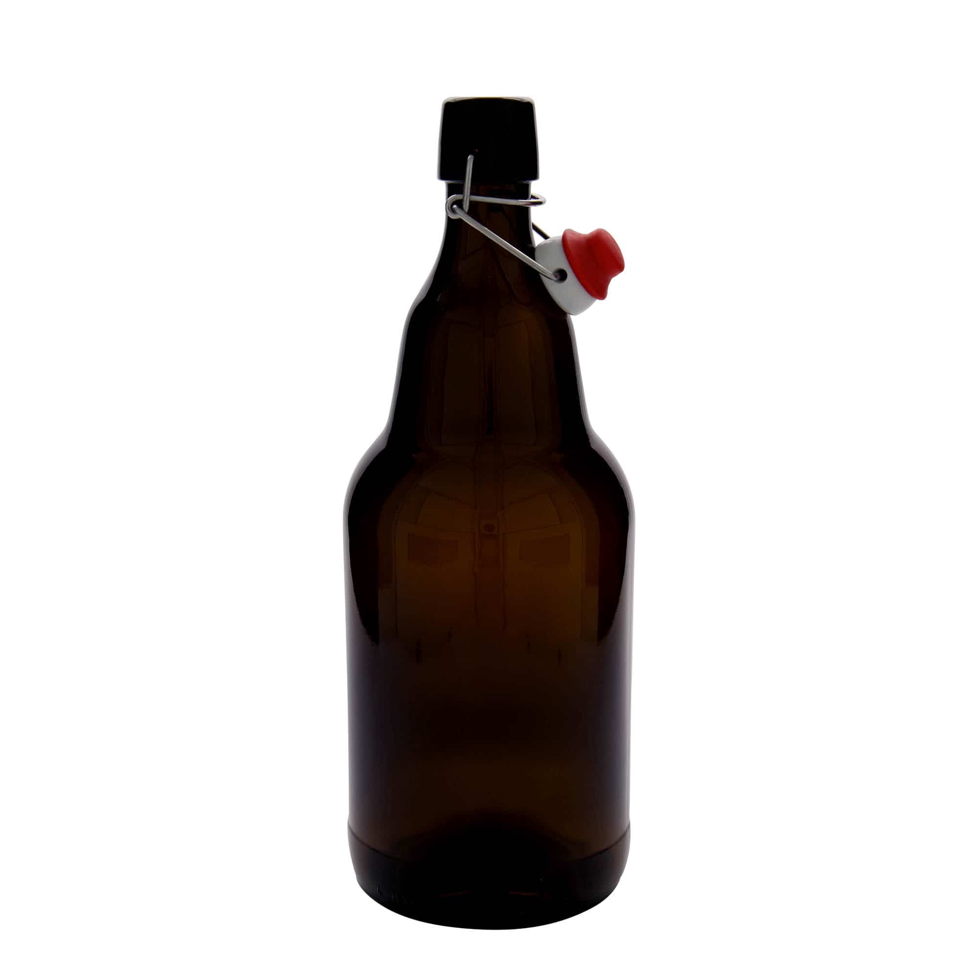 2000 ml Bottiglia da birra, vetro, marrone, imboccatura: tappo meccanico