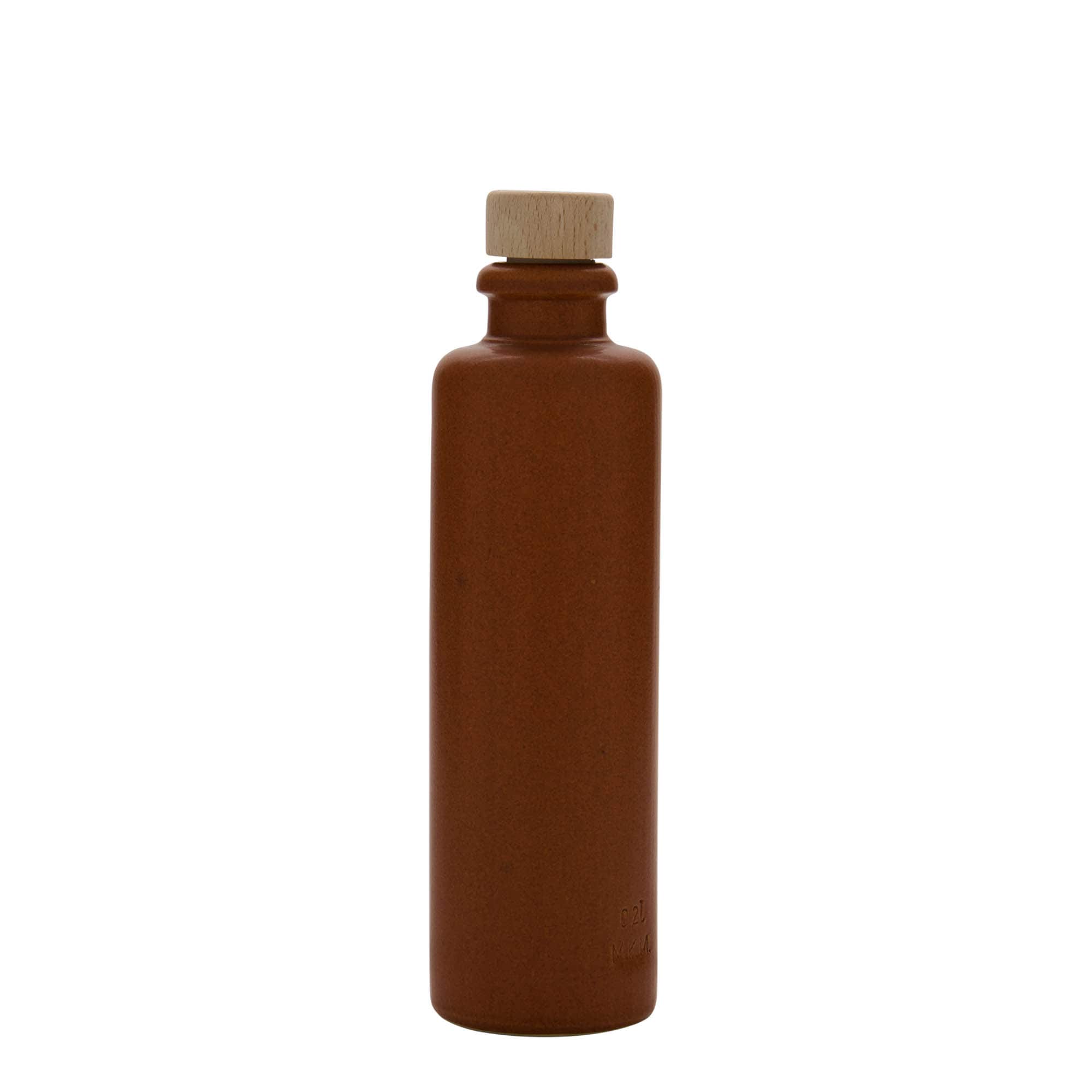 Boccale da 200 ml, gres, rosso-marrone, bocca: sughero
