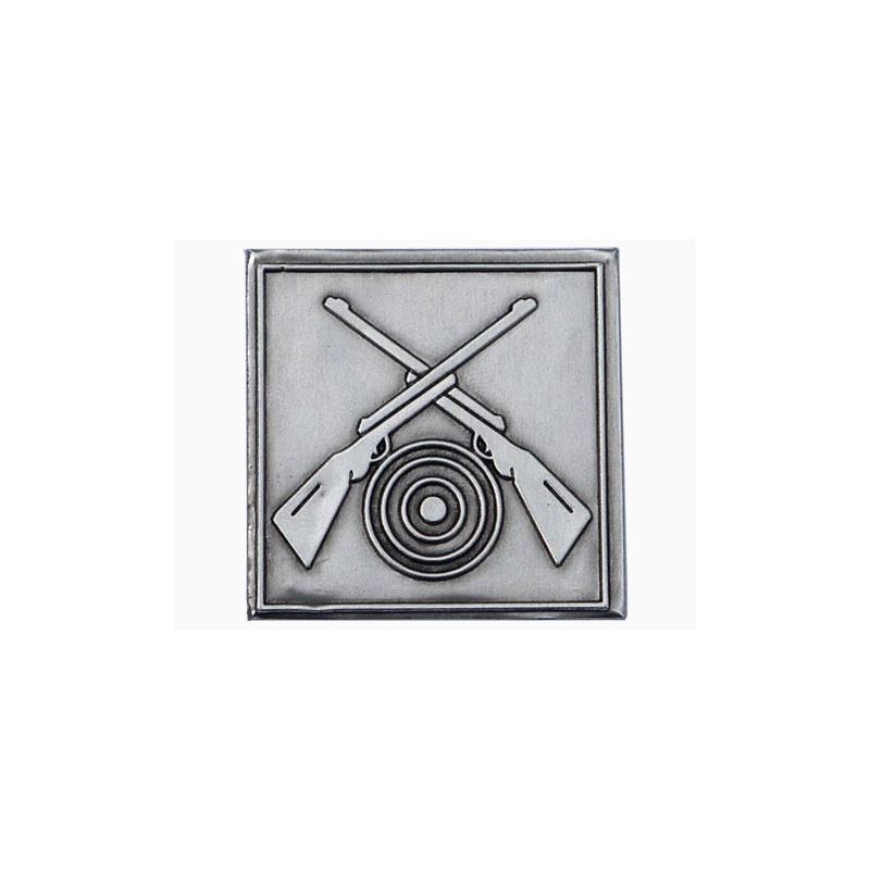 Etichetta metallica 'Proteggere', quadrata, stagno, argento