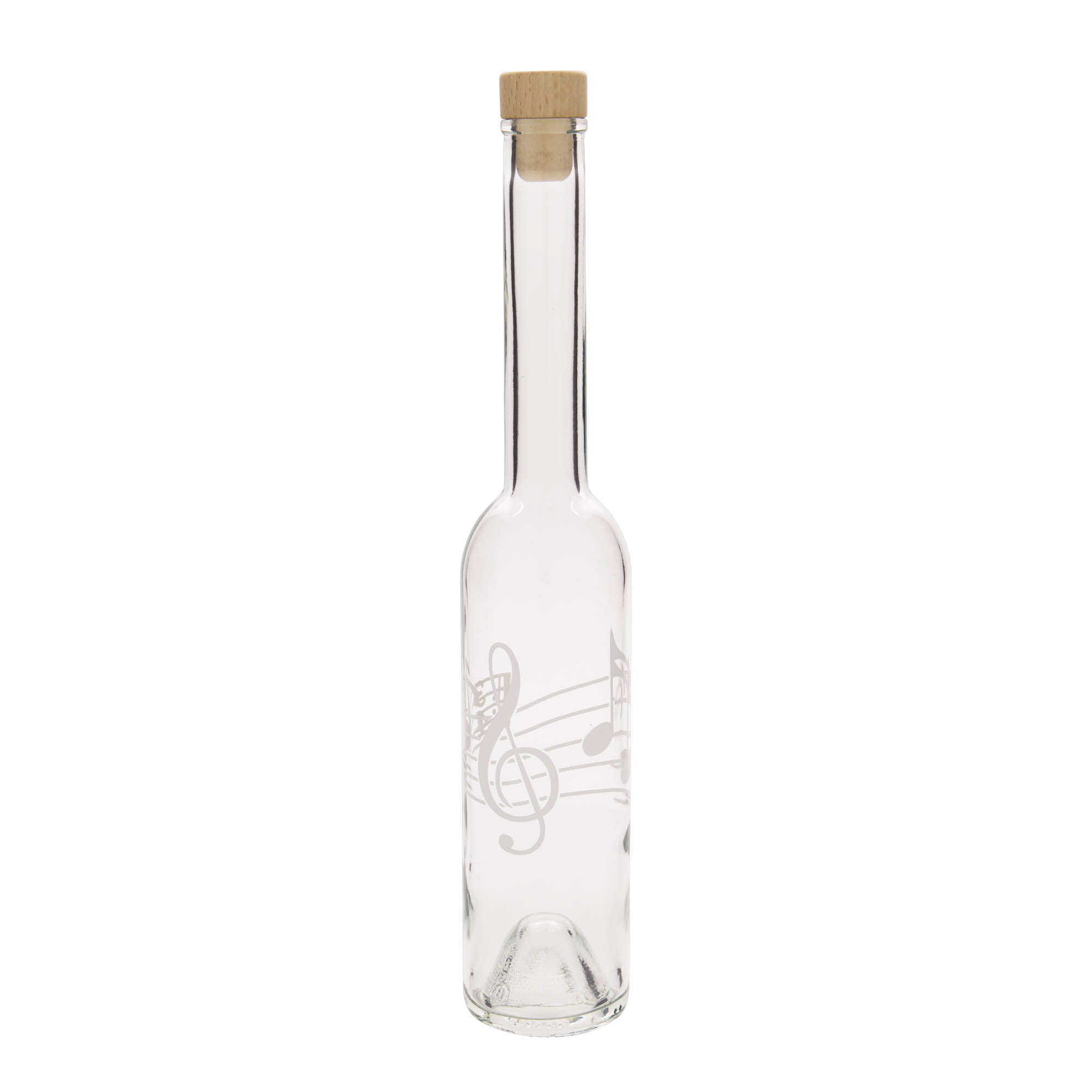 Bottiglia di vetro da 350 ml 'Opera', motivo: note musicali, bocca: sughero Bottiglia di vetro da 350 ml 'Opera', motivo: note musicali, bocca: sughero