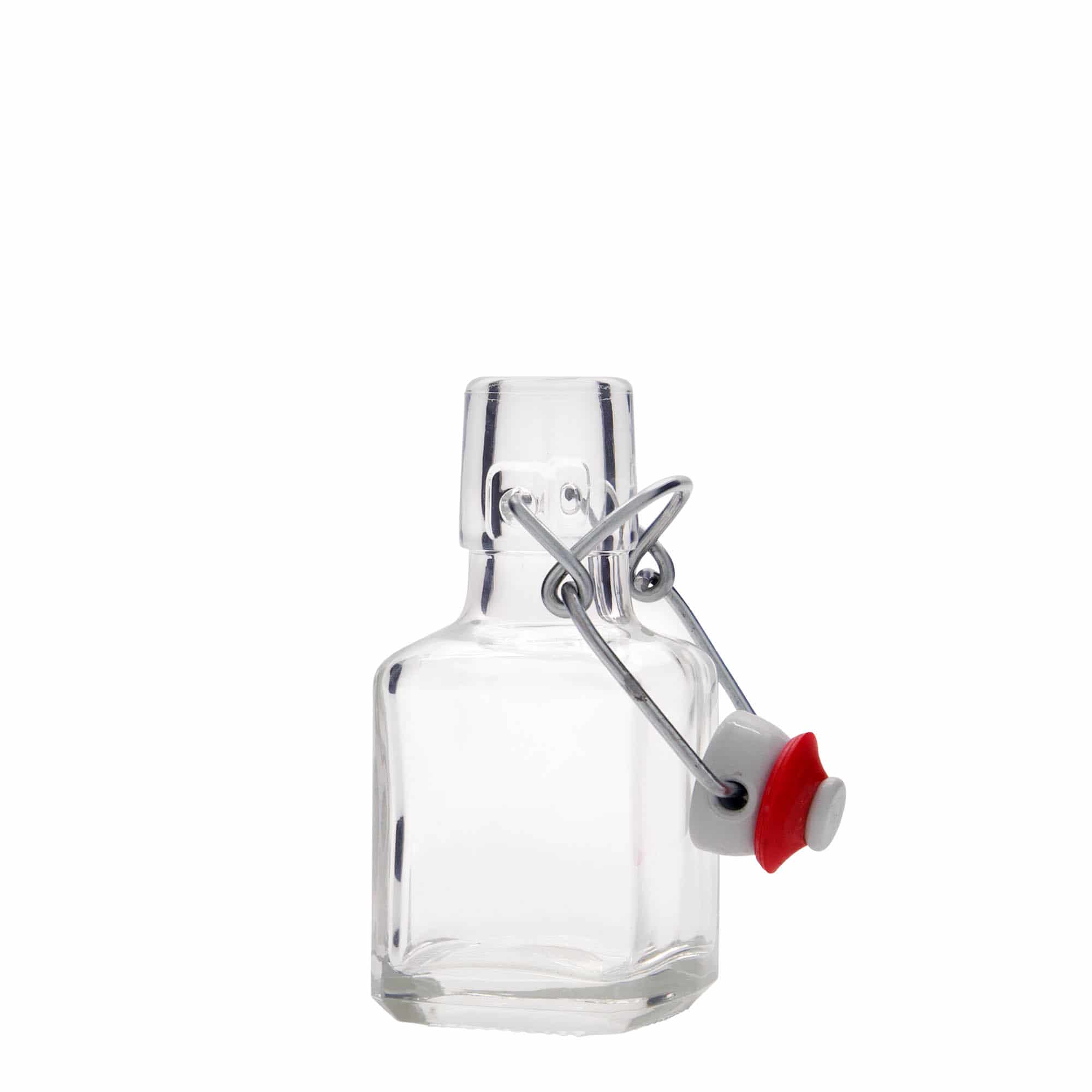 100 ml Bottiglia di vetro 'Kubica', quadrata, imboccatura: tappo meccanico