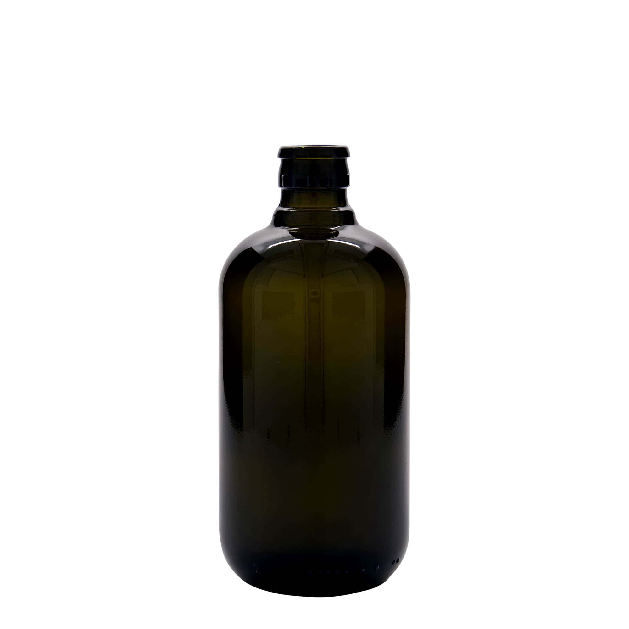 Bottiglia da 500 ml per aceto/olio 'Biolio', vetro verde antico, bocca: DOP