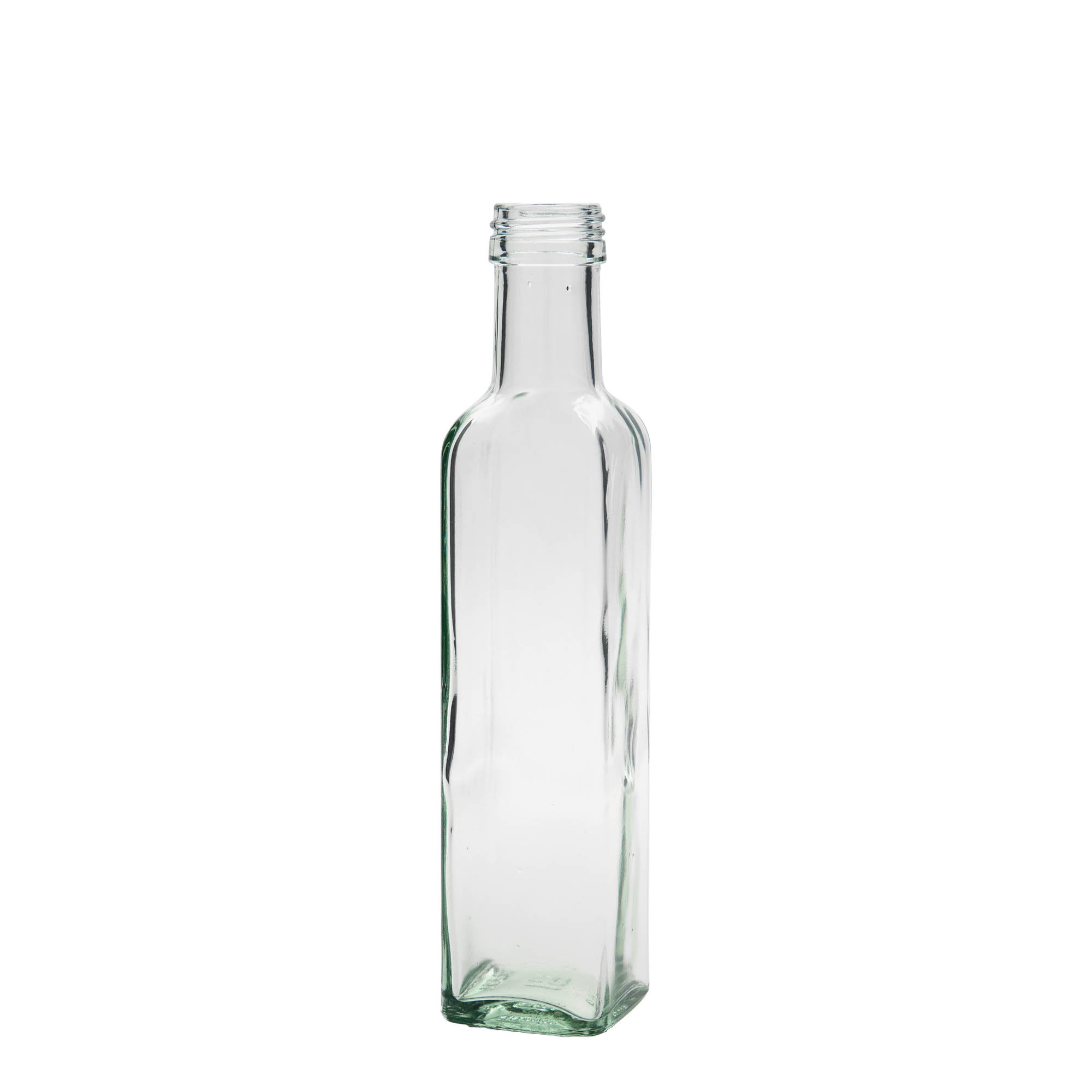 Bottiglia di vetro da 250 ml 'Marasca', quadrata, bocca: PP 31,5