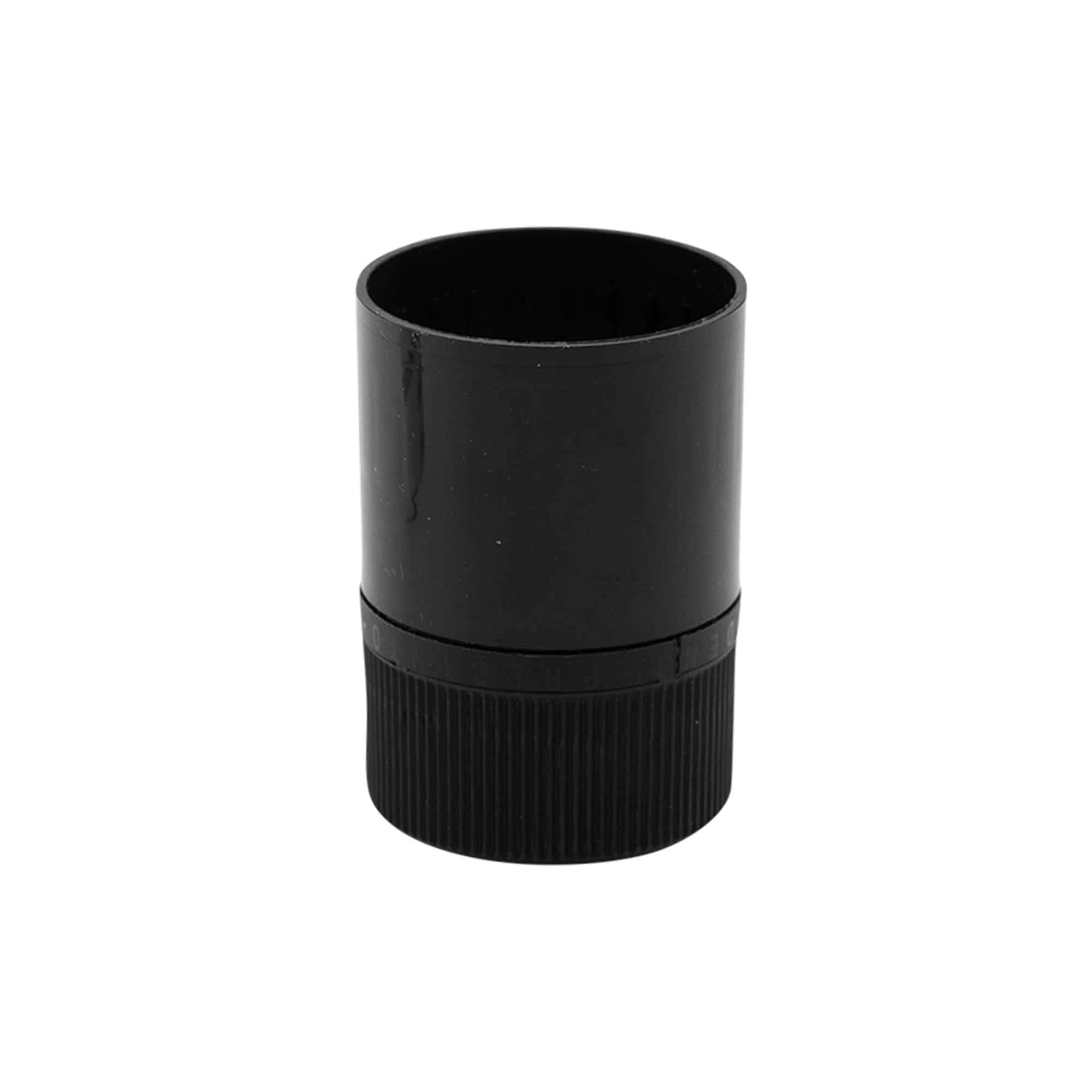 Tappo con sigillo antimanomissione e beccuccio versatore, plastica PE, nero