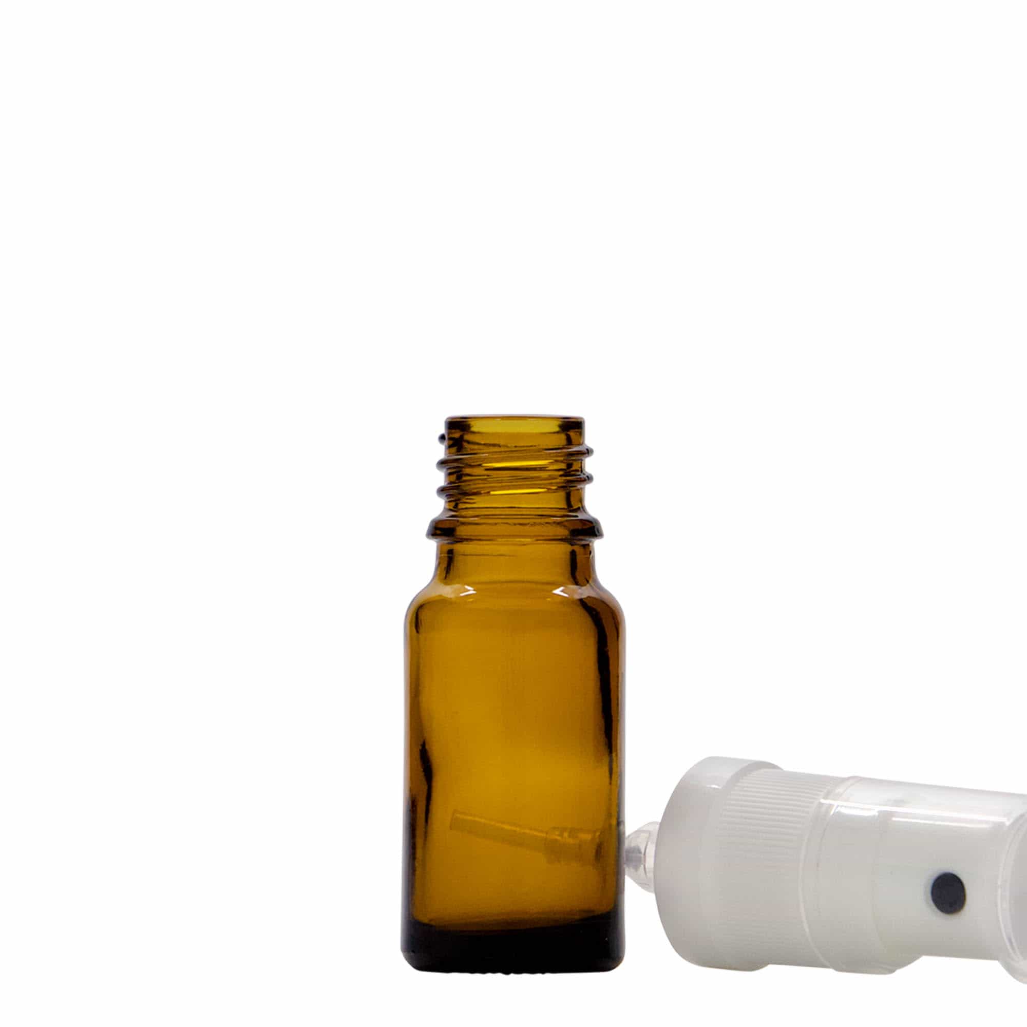 Flacone spray 10 ml medico, vetro, marrone, bocca: DIN 18