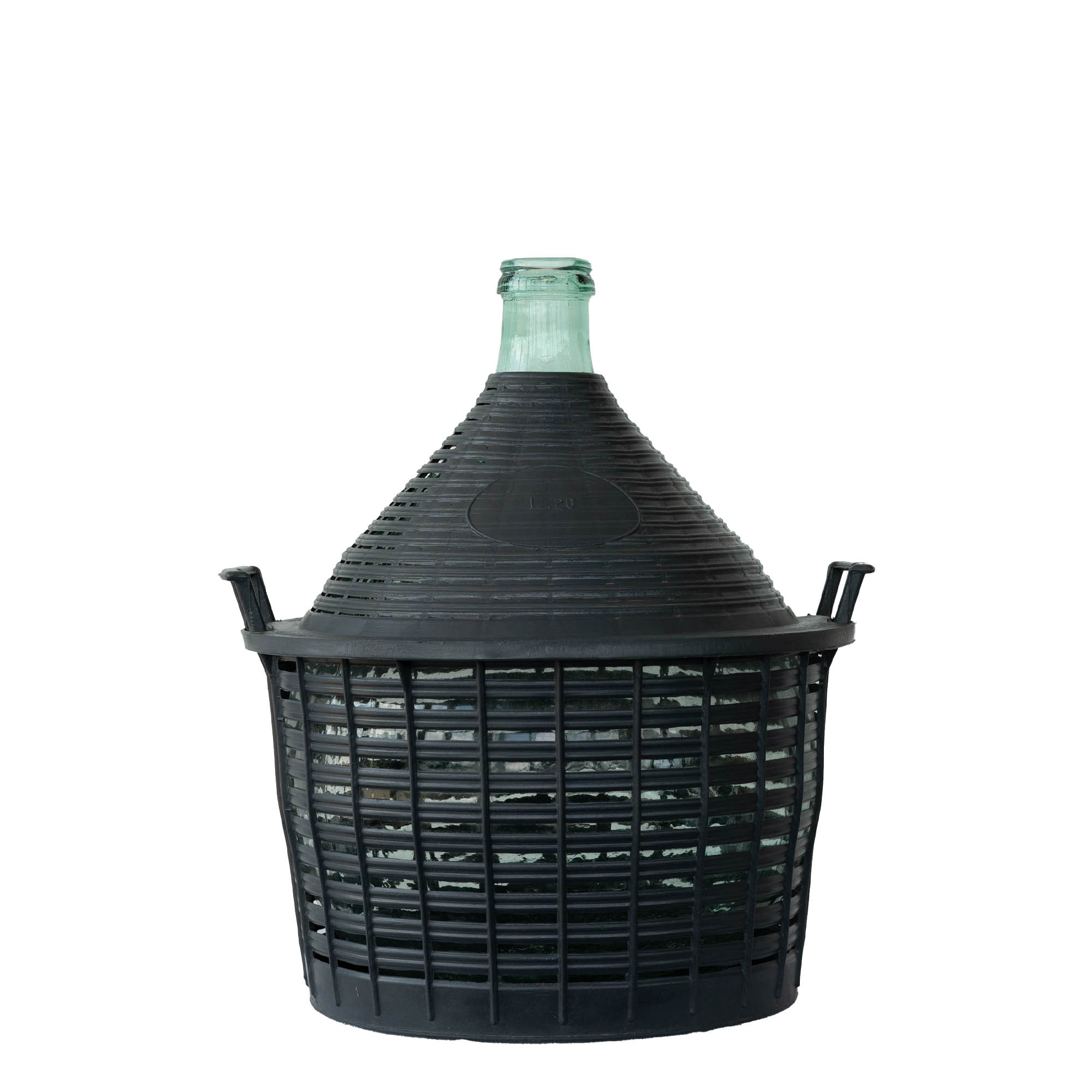 Bombola a pallone da 20 l, collo stretto, vetro, bocca: coperchio a cappuccio