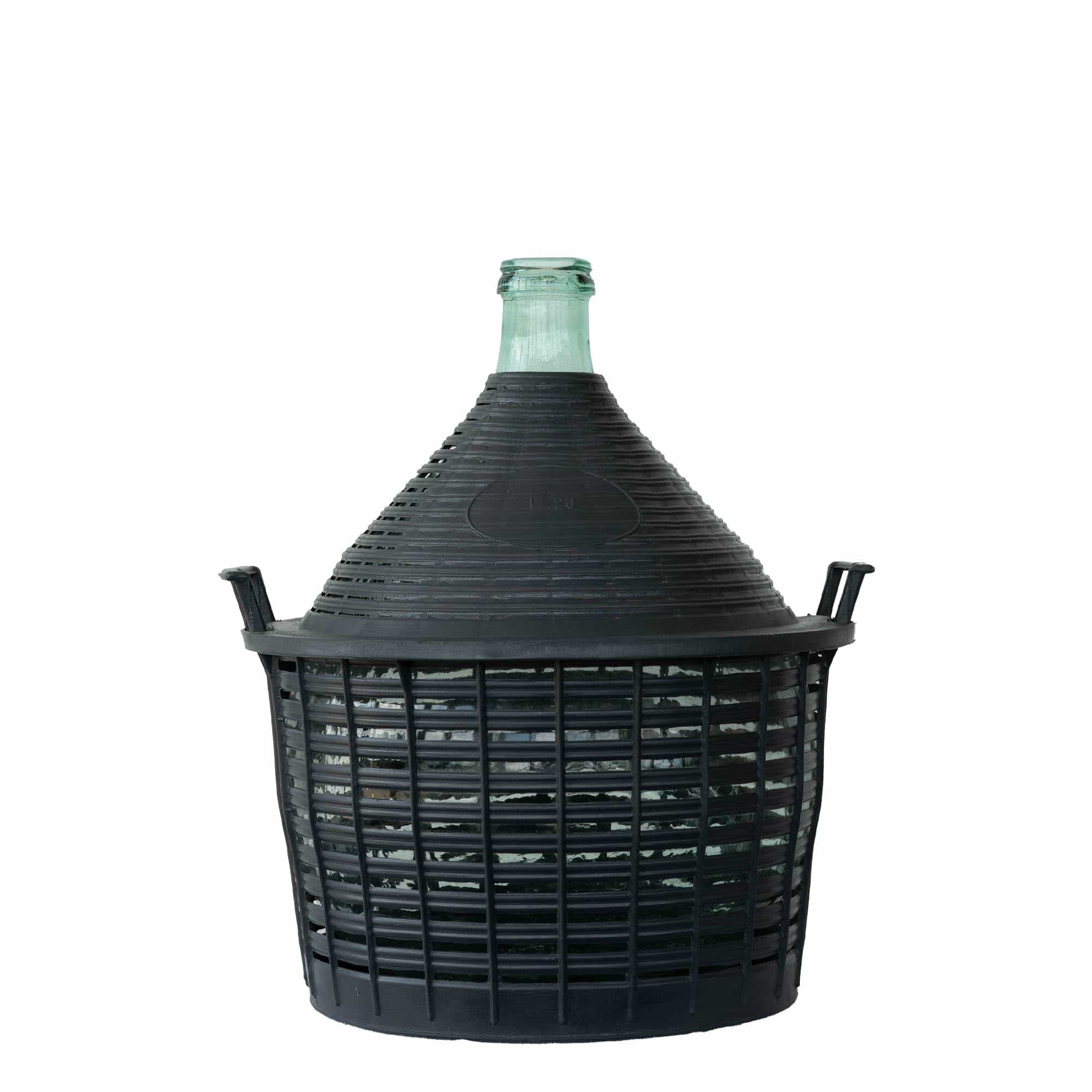 Bombola a pallone da 20 l, collo stretto, vetro, bocca: coperchio a cappuccio