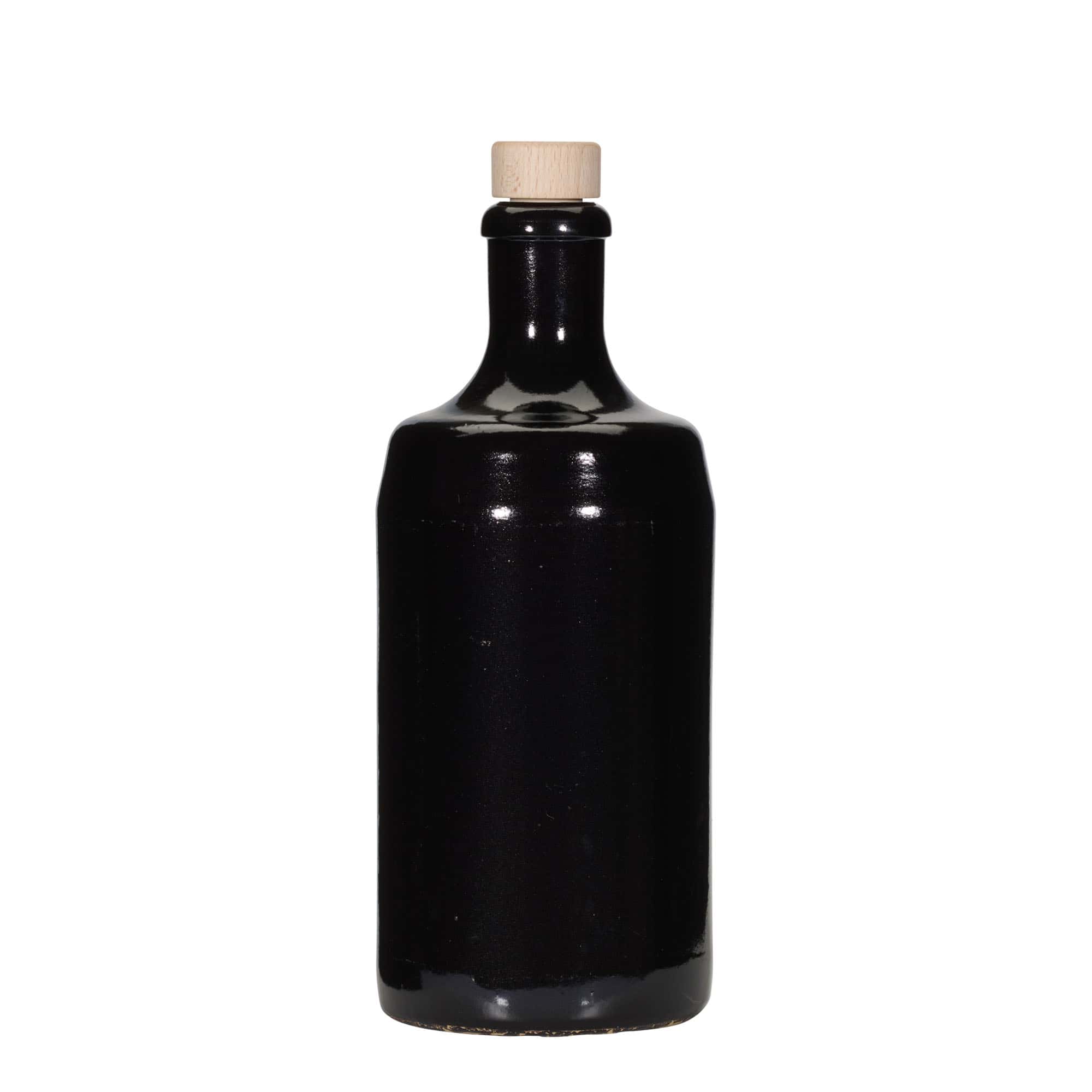 700 ml Bottiglia in ceramica 'Calvados', ceramica grès, nero, imboccatura: fascetta