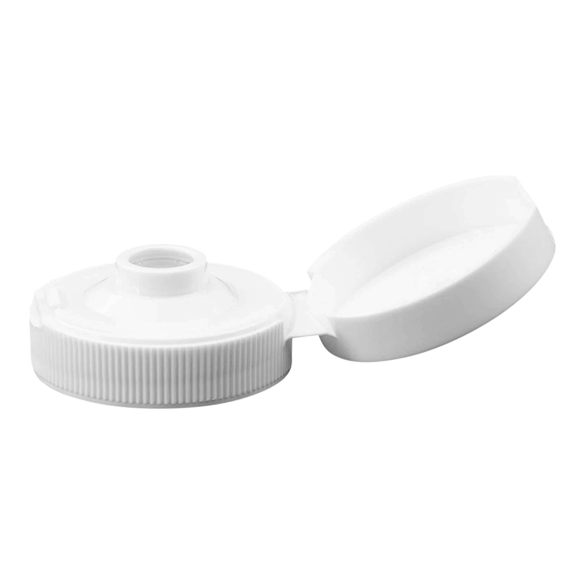 Chiusura a vite con cerniera a ribalta, plastica PP, bianca, per bocca: 38/400