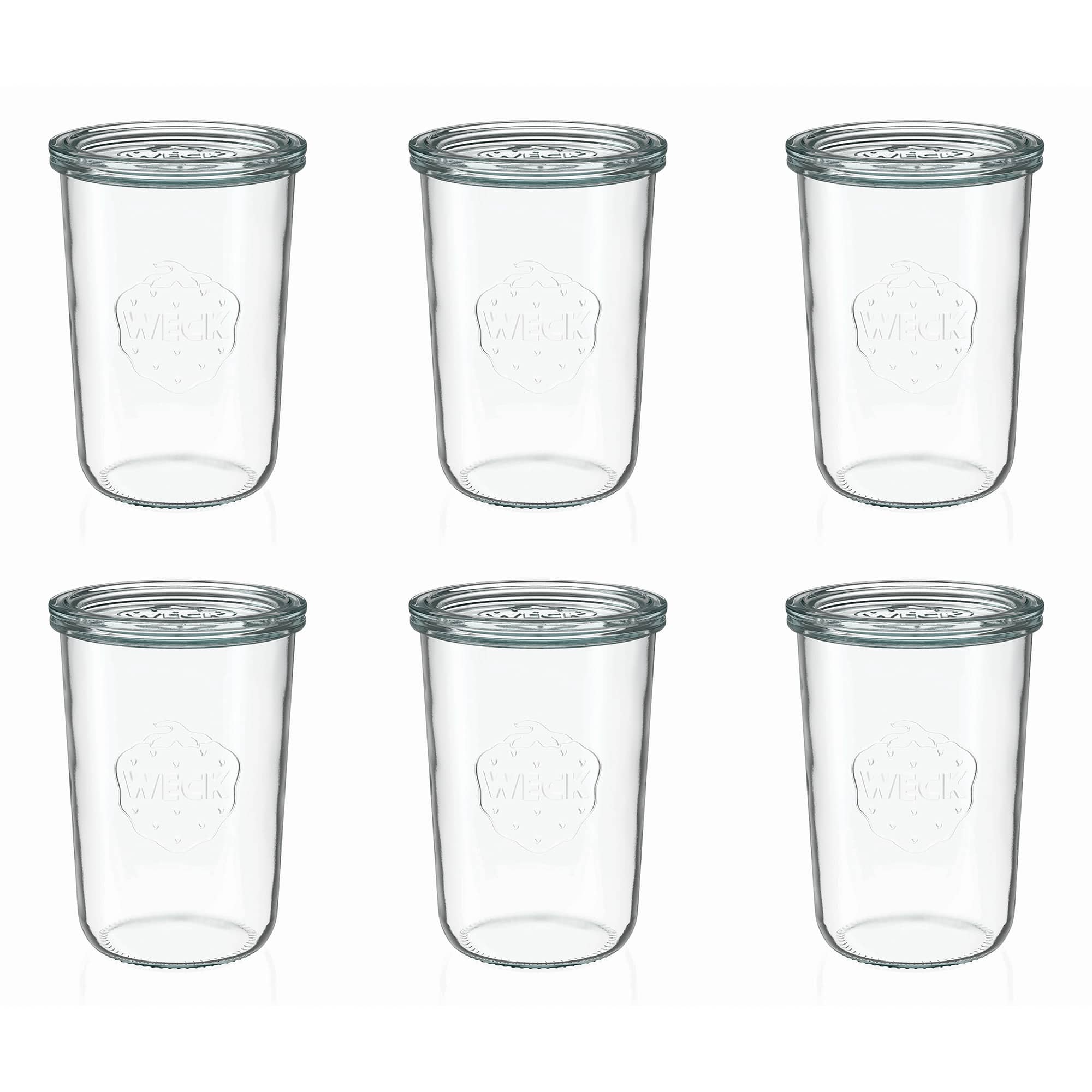 6x 850 ml vaso WECK a bocca larga con coperchio in vetro RR 100