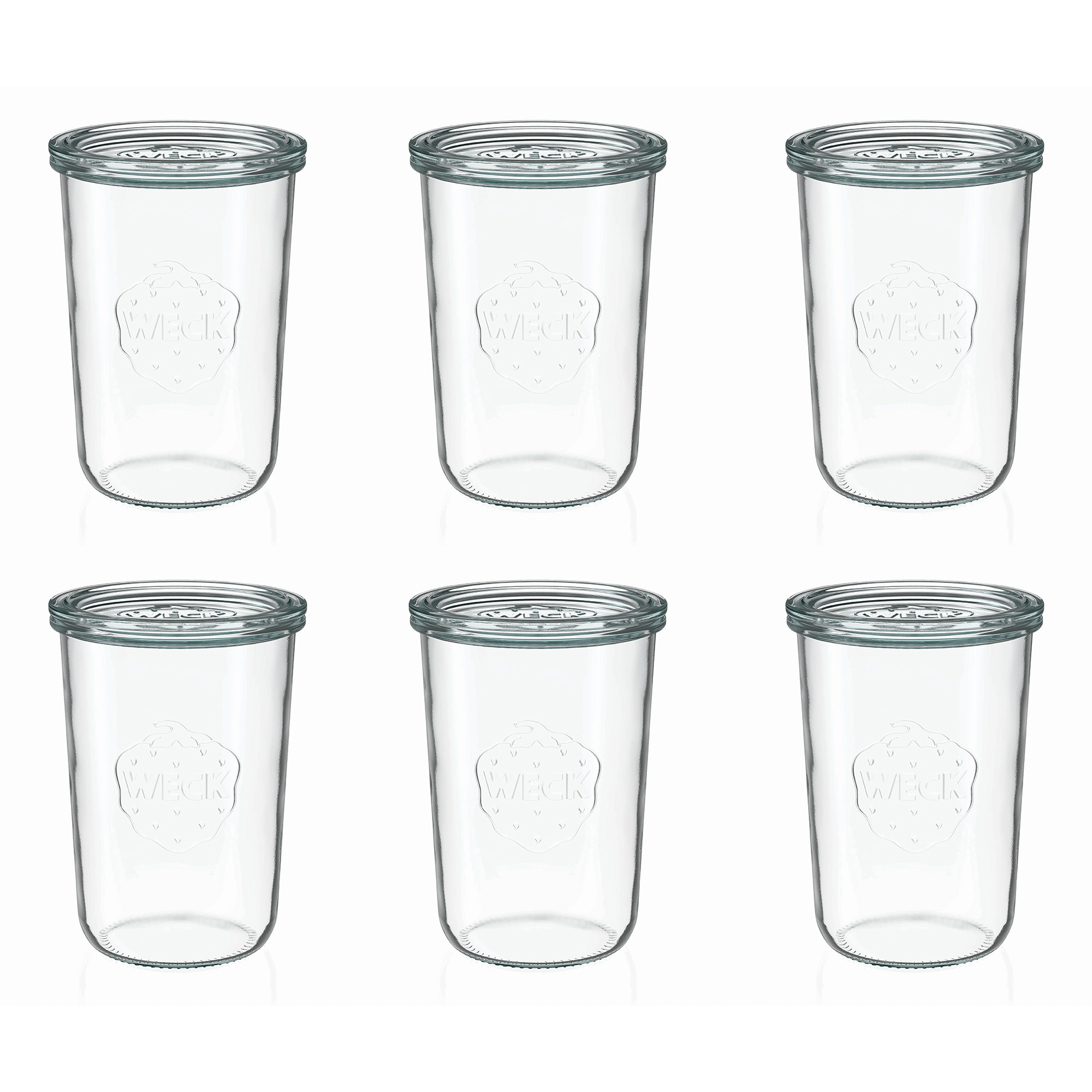 6x 850 ml vaso WECK a bocca larga con coperchio in vetro RR 100