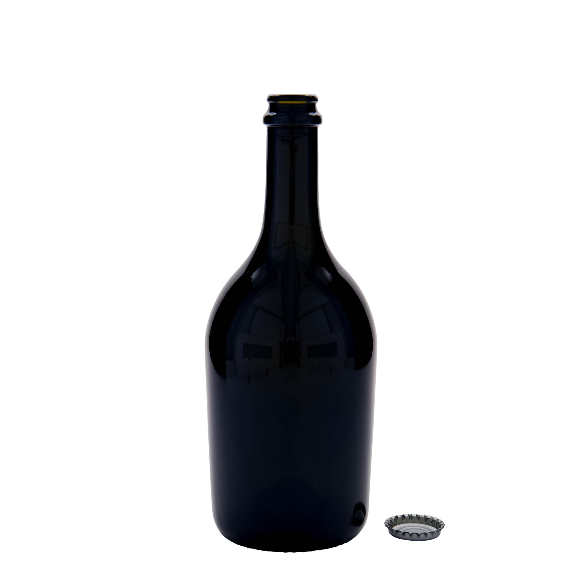 Bottiglia da 750 ml per birra/spumante 'Butterfly', vetro, verde antico, bocca: tappo corona