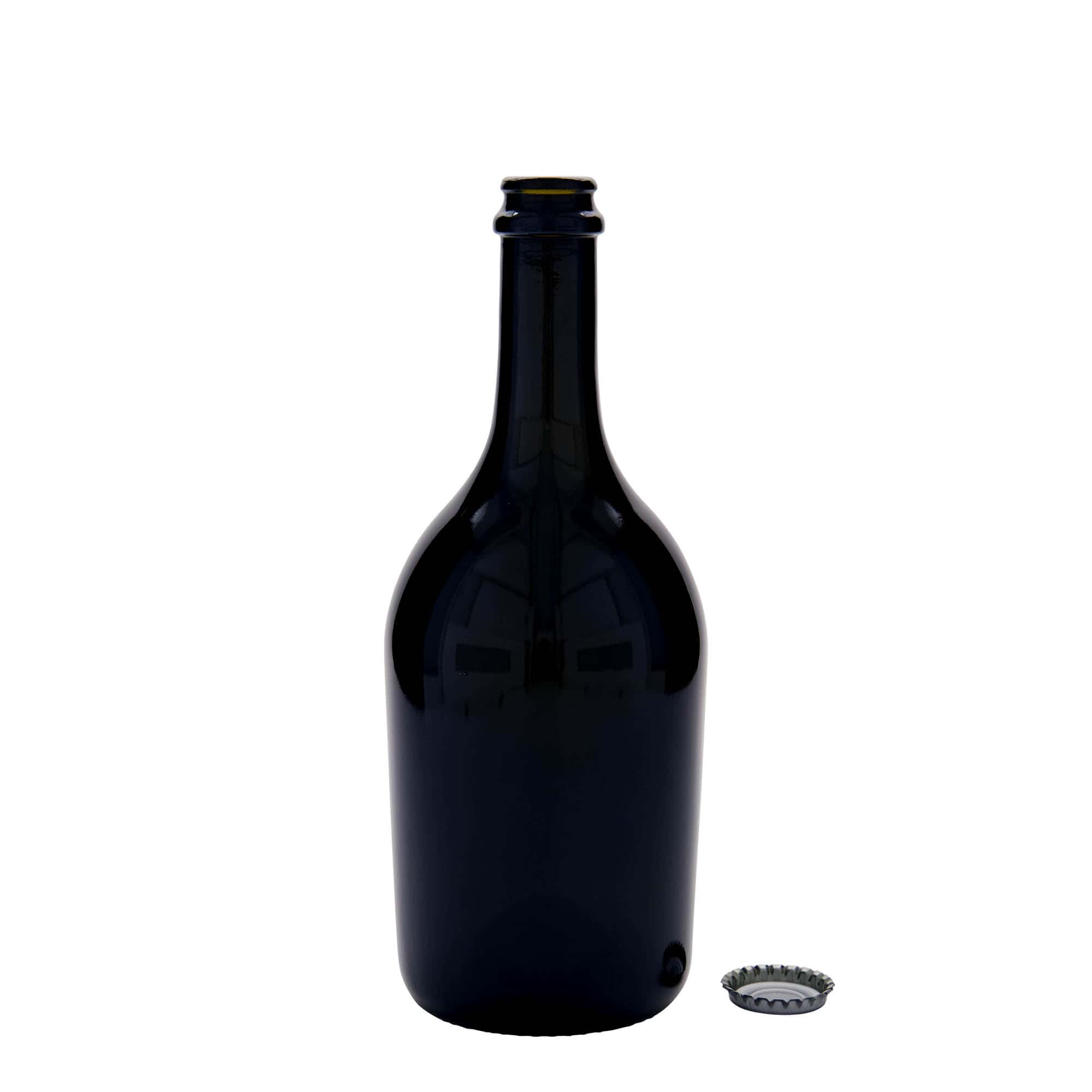 Bottiglia da 750 ml per birra/spumante 'Butterfly', vetro, verde antico, bocca: tappo corona