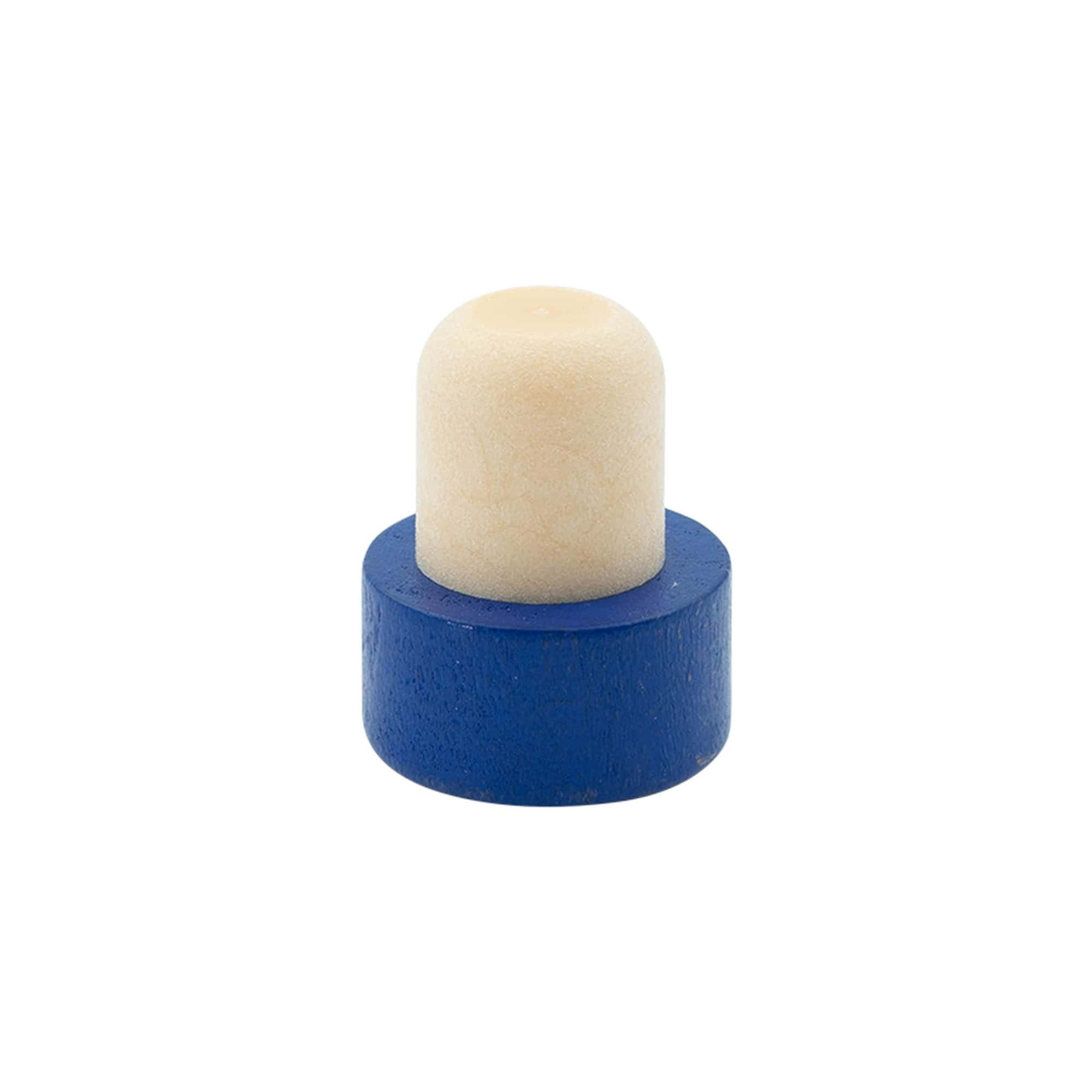 Tappo a manico 19 mm, legno/plastica, blu, per bocca: sughero