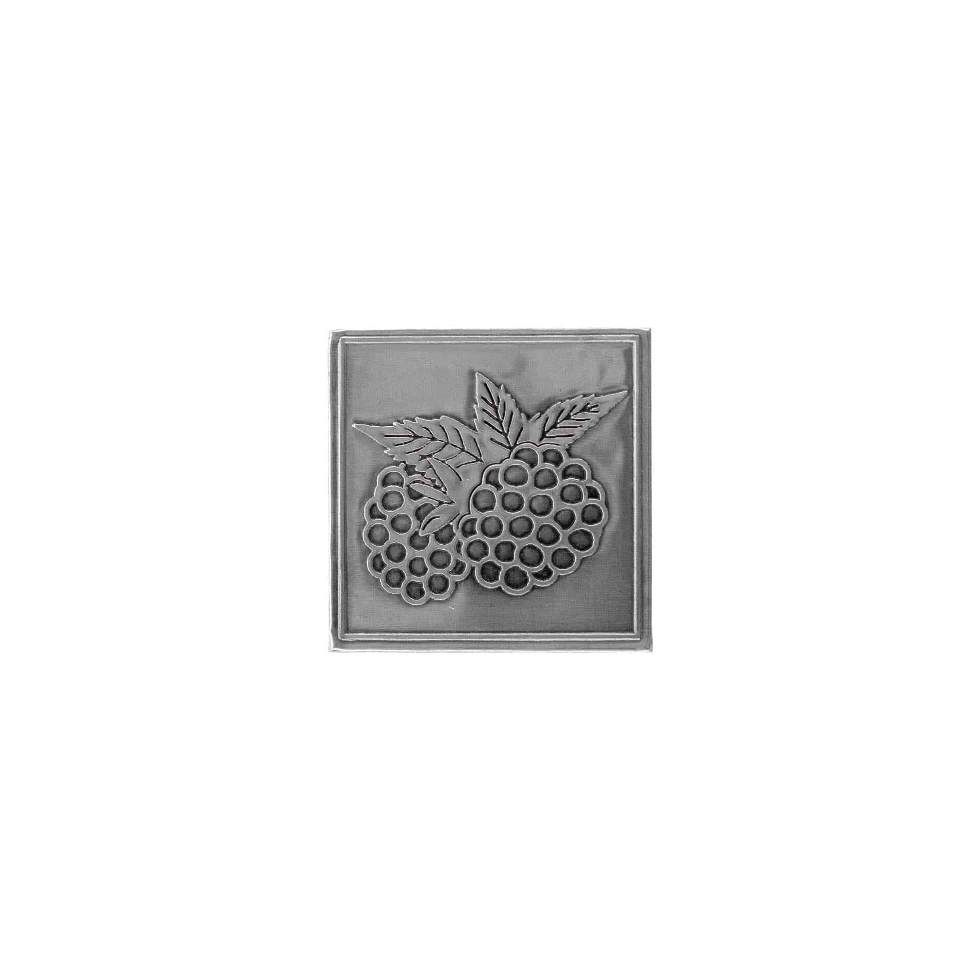Etichetta metallica 'Mora', quadrata, stagno, argento