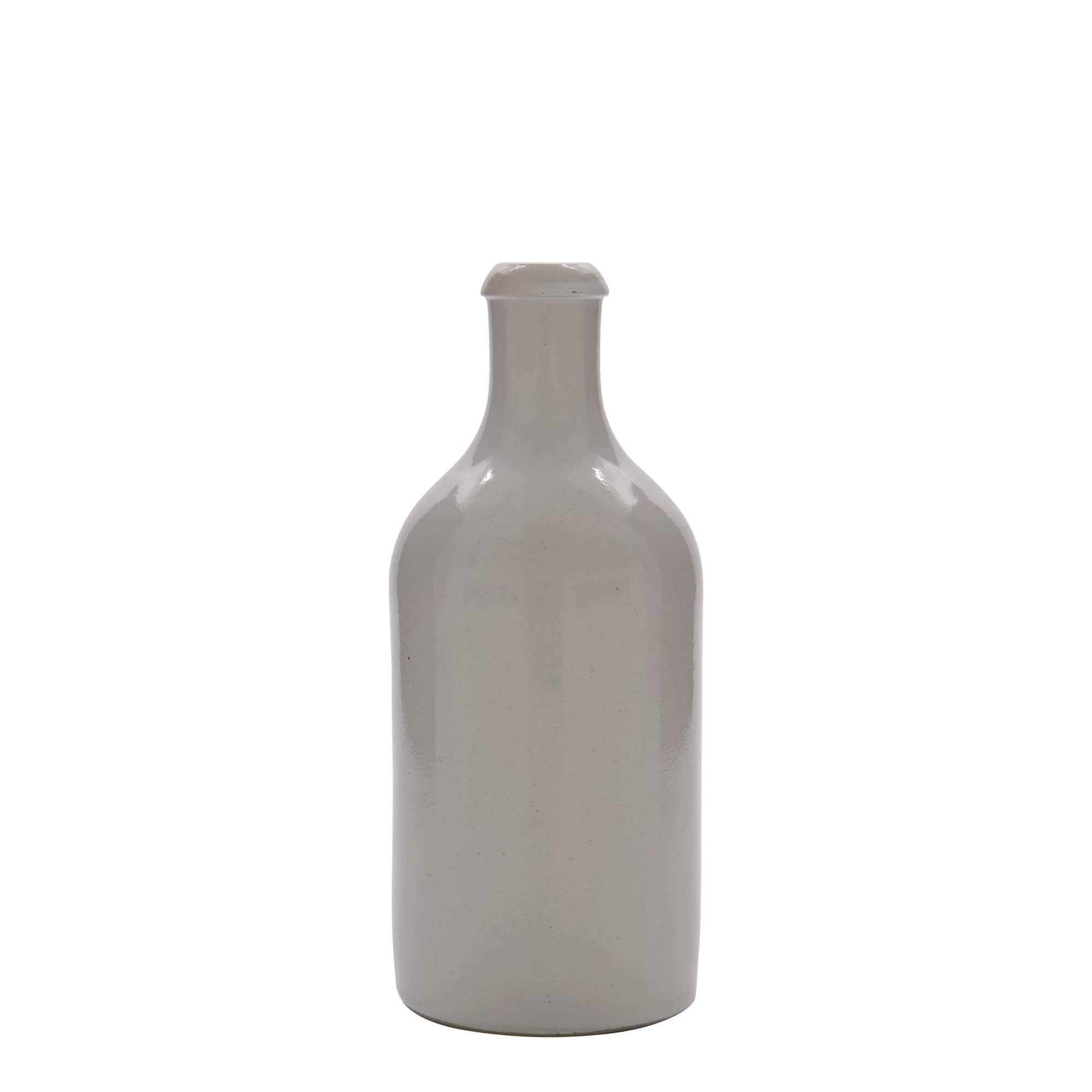 Boccale da 500 ml, gres, bianco, bocca: sughero