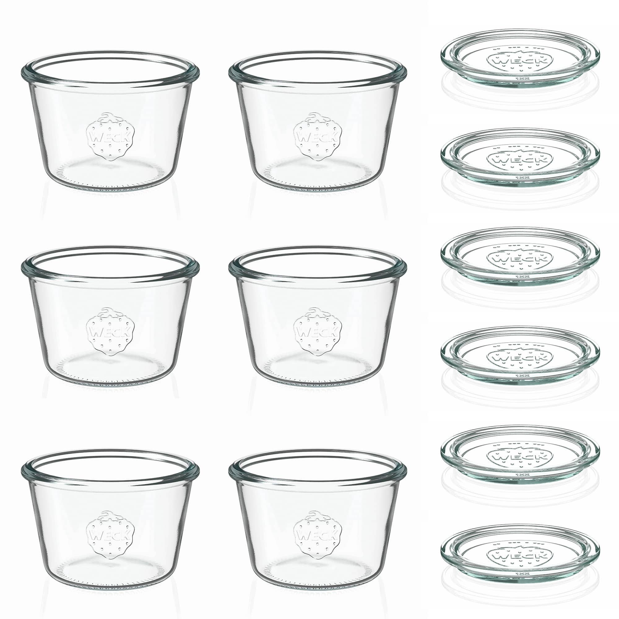 6x 370 ml vaso WECK a bocca larga con coperchio in vetro RR 100