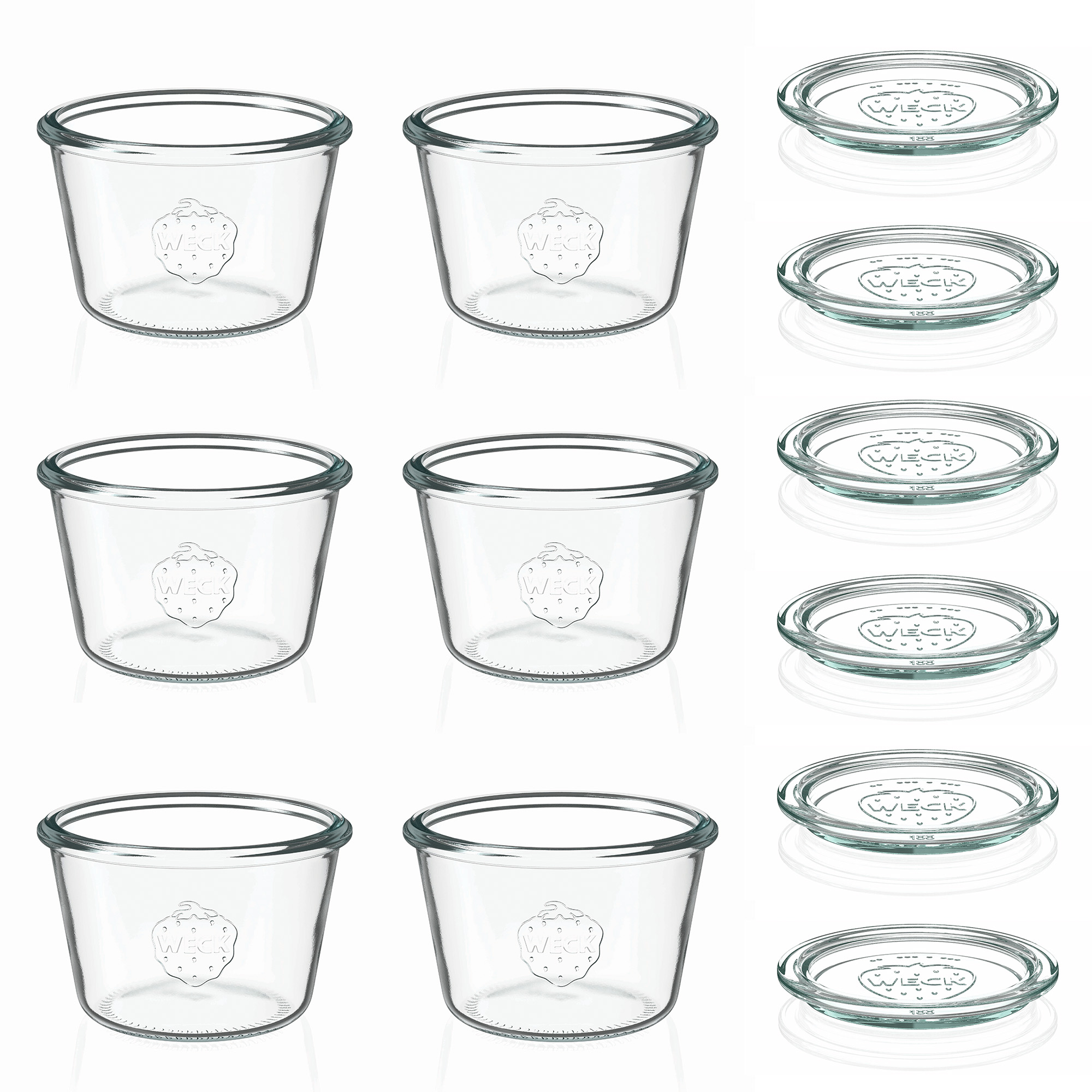6x 370 ml vaso WECK a bocca larga con coperchio in vetro RR 100