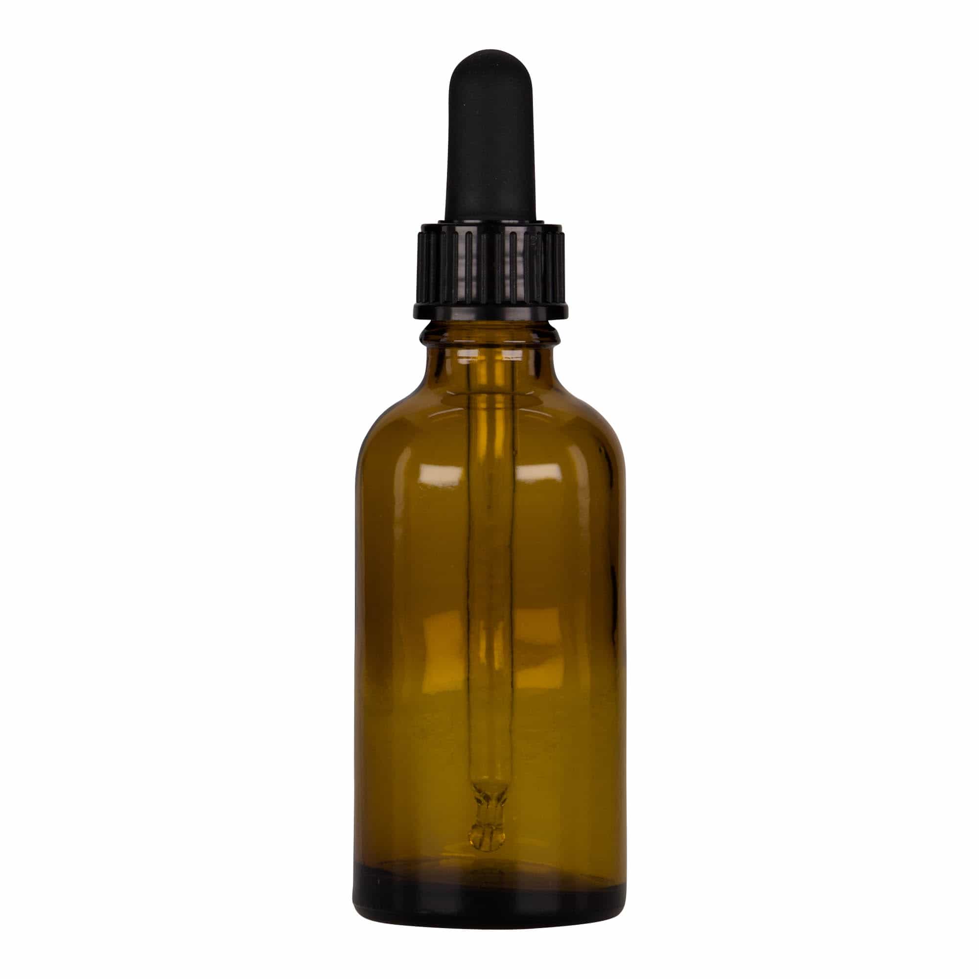 50 ml Flacone contagocce medico, vetro, marrone-nero, bocca: DIN 18