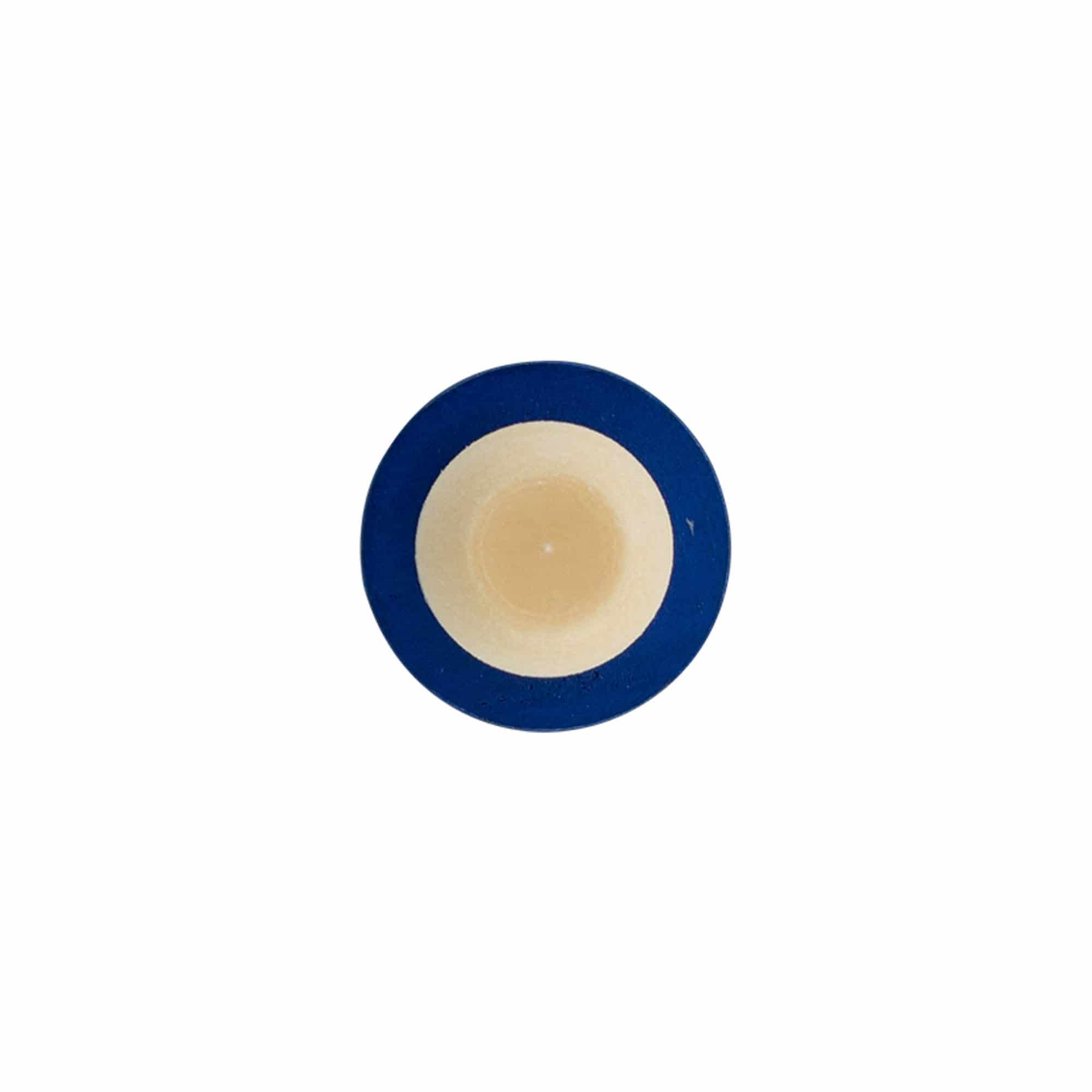 Tappo a manico 19 mm, legno/plastica, blu, per bocca: sughero