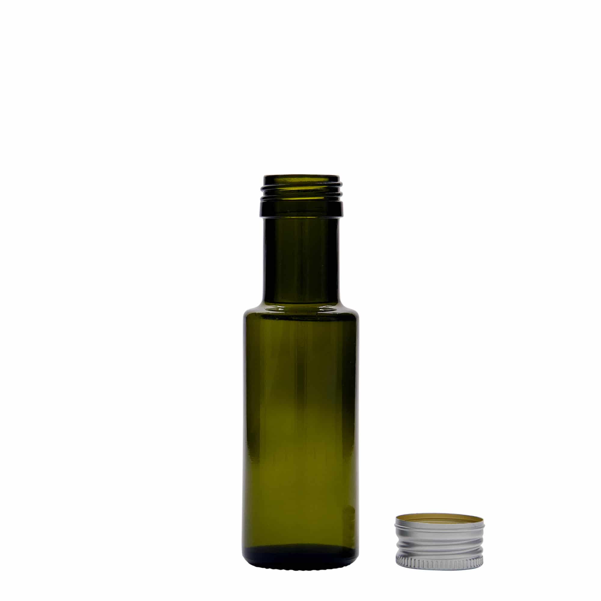 Bottiglia di vetro da 100 ml 'Dorica', verde antico, bocca: PP 31,5