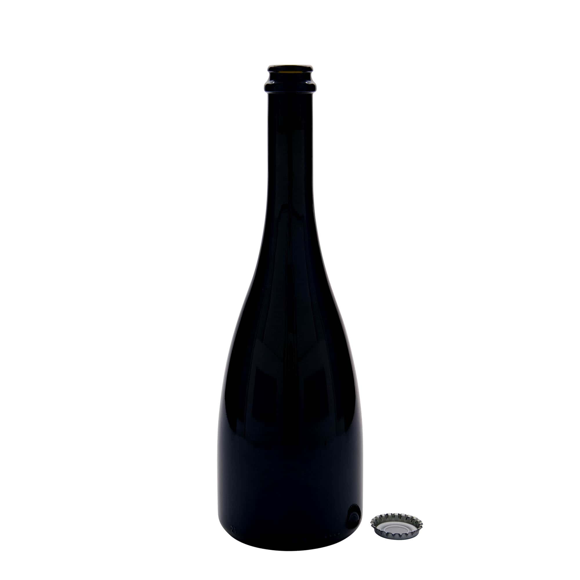 Bottiglia da 750 ml per birra/spumante 'Tosca', vetro, verde antico, bocca: tappo corona