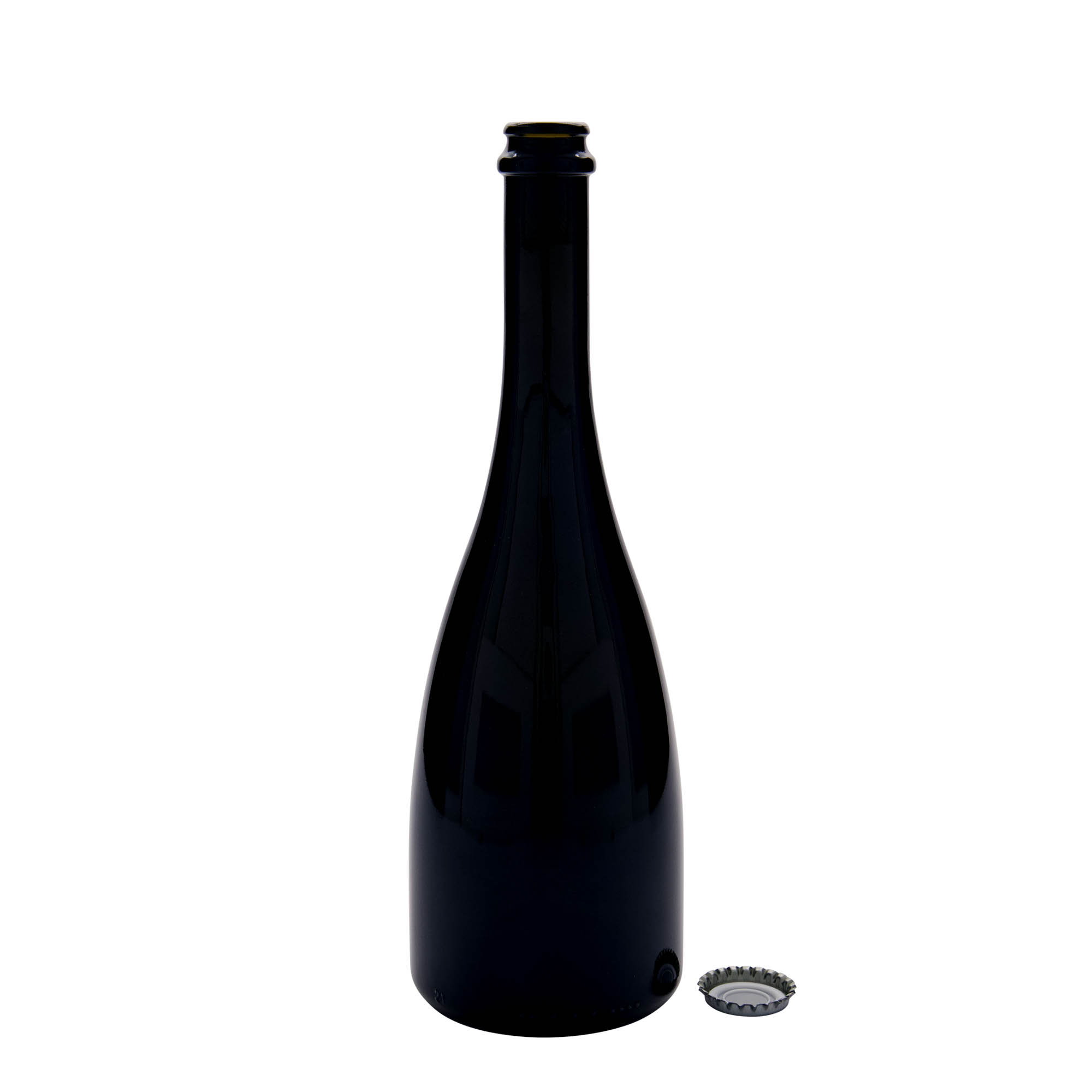 Bottiglia da 750 ml per birra/spumante 'Tosca', vetro, verde antico, bocca: tappo corona