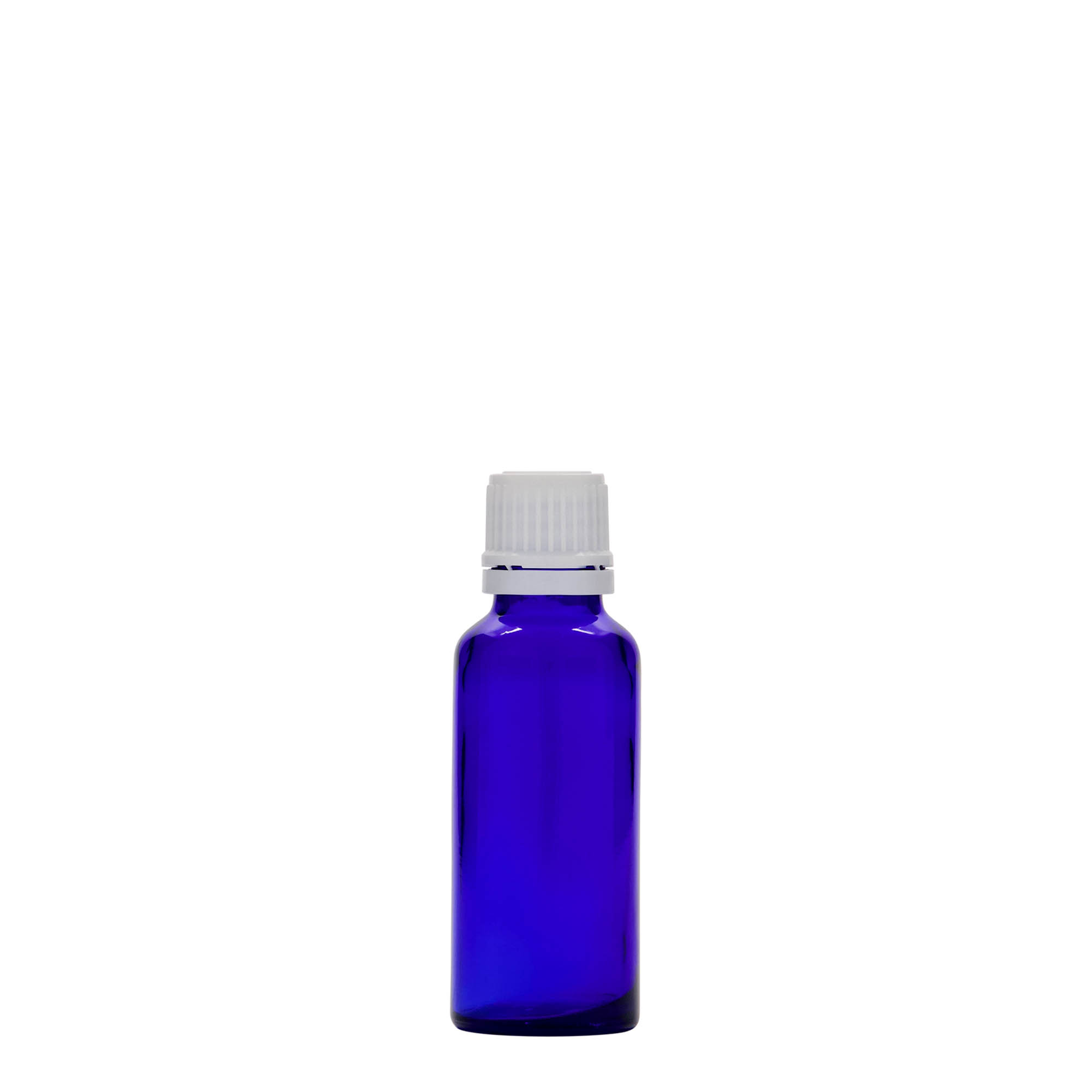 30 ml flacone medico, vetro, blu reale, bocca: DIN 18