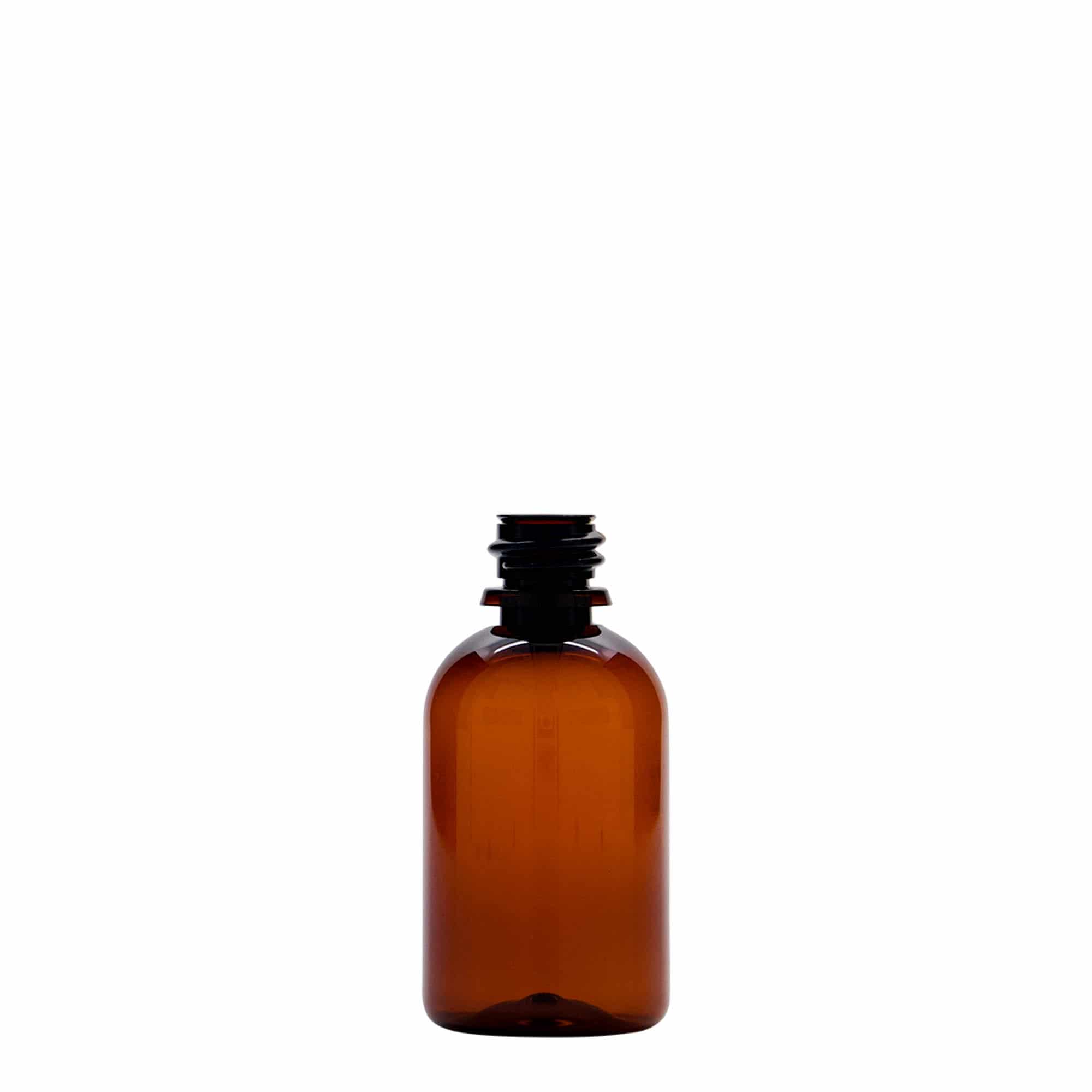 50 ml bottiglia medica in PET 'Easy Living', marrone, plastica, bocca: DIN 18