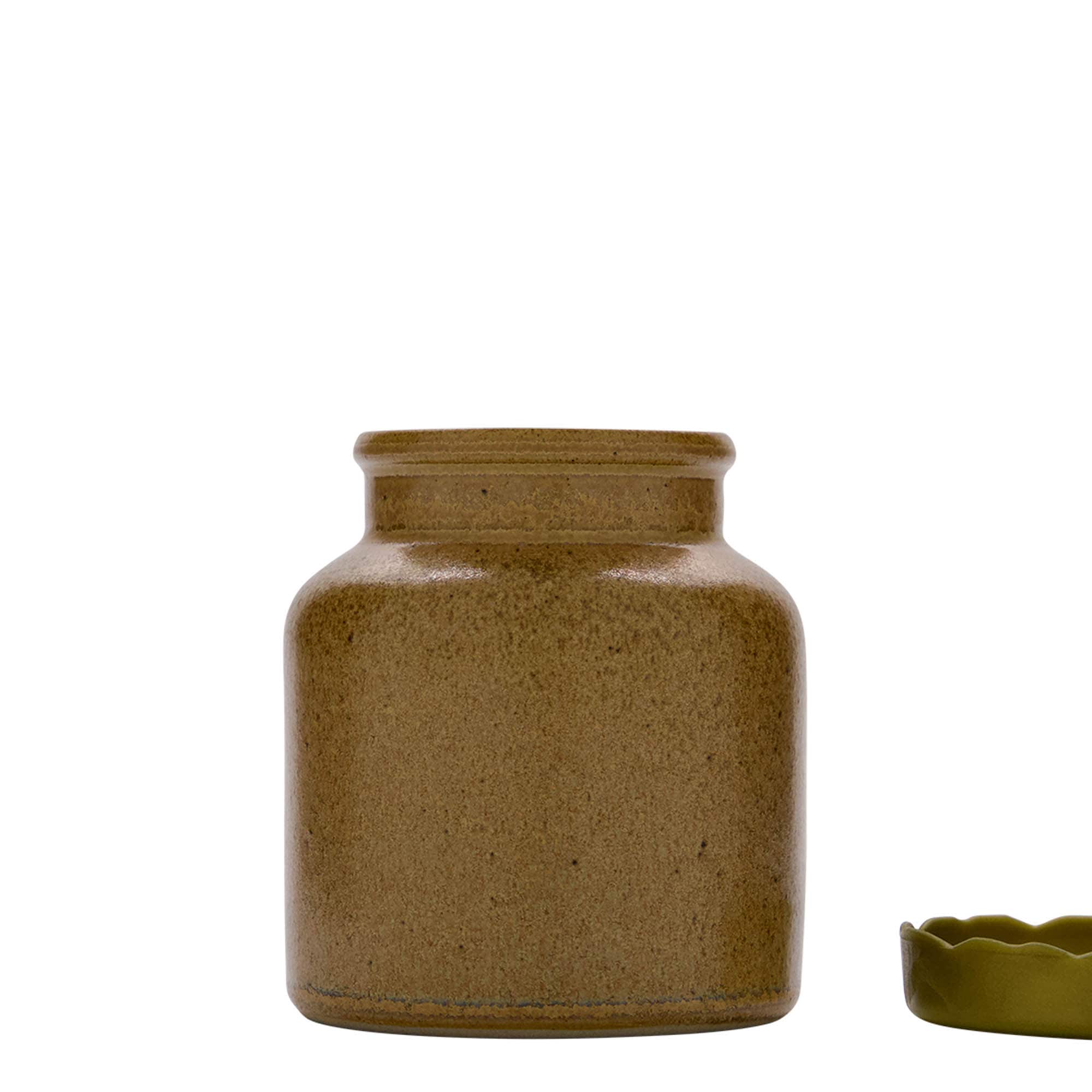 270 ml vaso in gres, ceramica, marrone-cristallo, bocca: coperchio a calotta