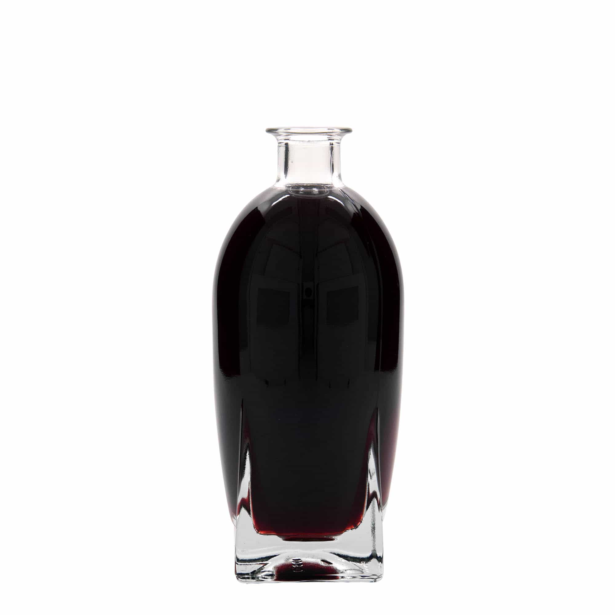 500 ml Bottiglia di vetro 'Zino', quadrata, imboccatura: fascetta
