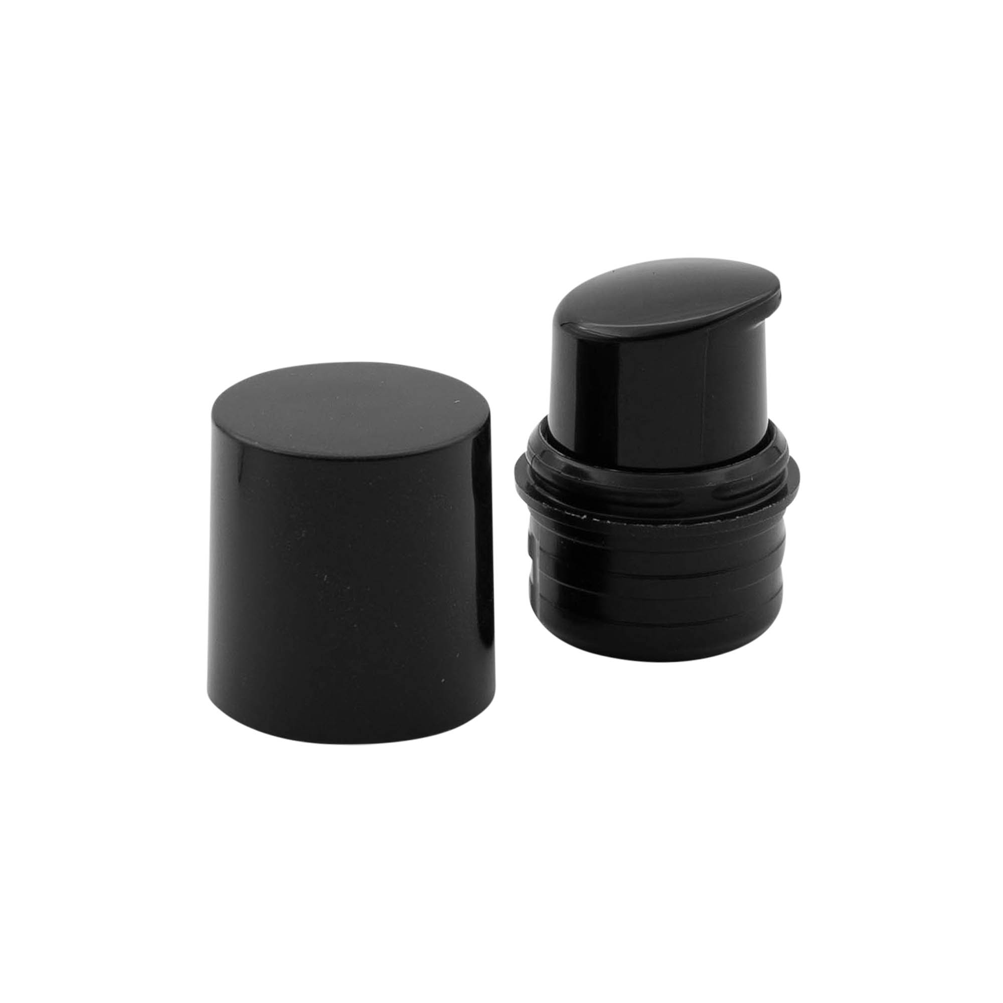 Testa pompa dispenser airless 'Nano', plastica PP, nera Testa pompa dispenser airless 'Nano', plastica PP, nera