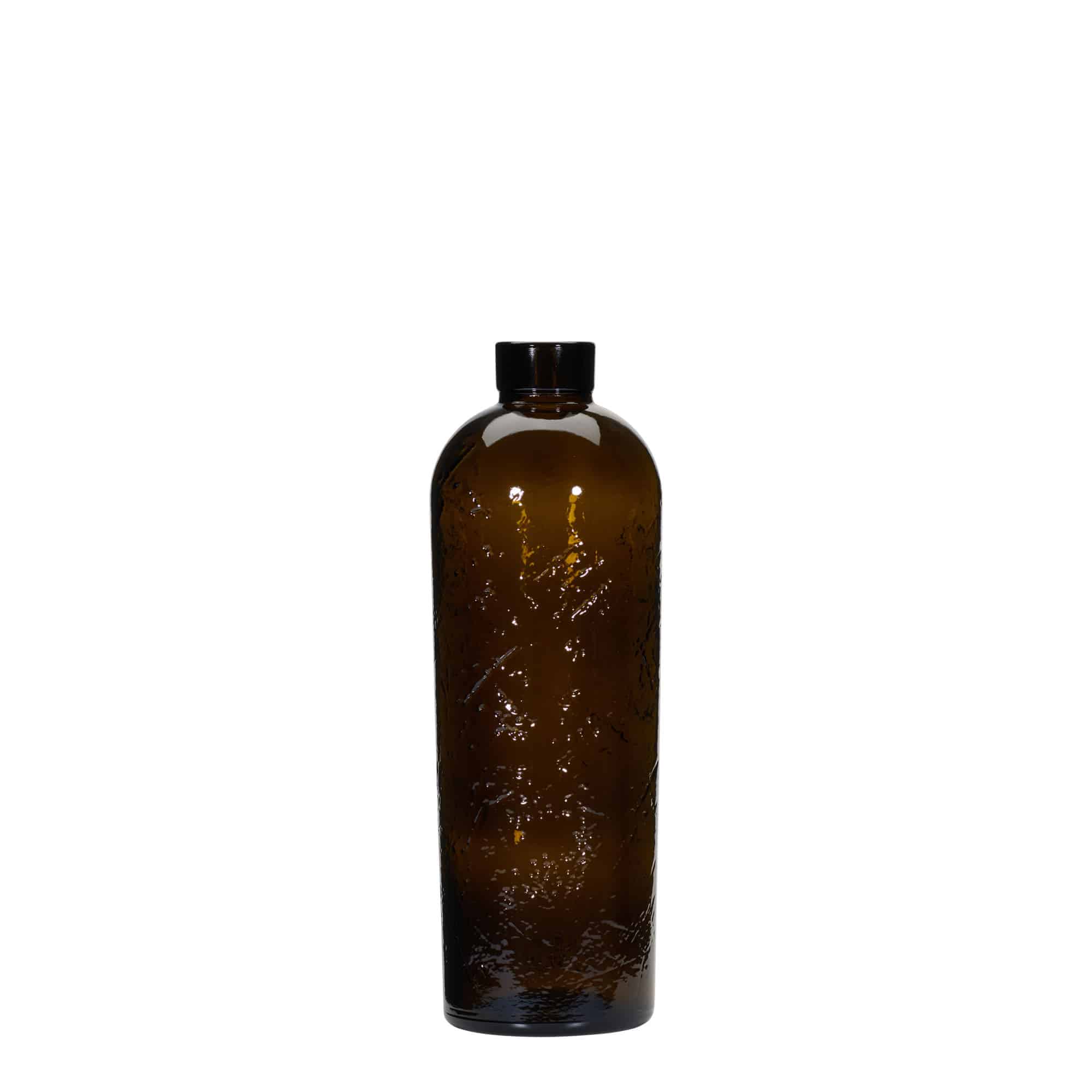 Bottiglia di vetro artigianale da 700 ml 'Natural', marrone, bocca: sughero