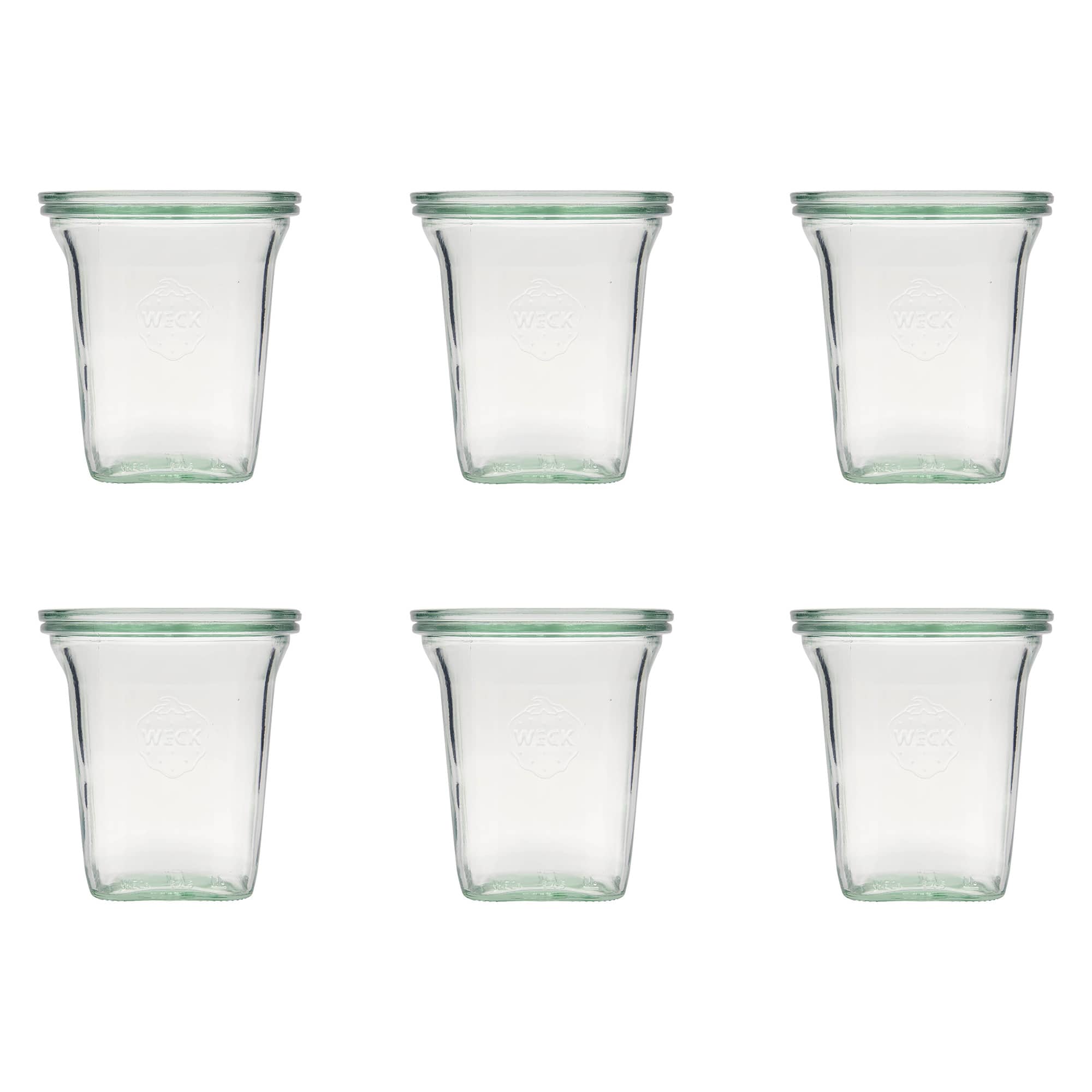 6x 545 ml WECK-Quadroglas con coperchio in vetro RR 100