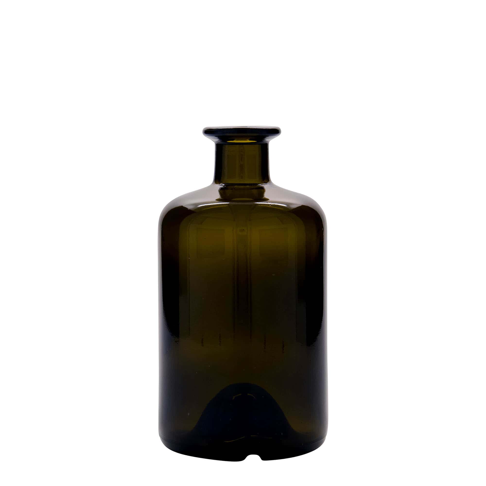 500 ml Bottiglia da farmacia, vetro, verde antico, imboccatura: fascetta