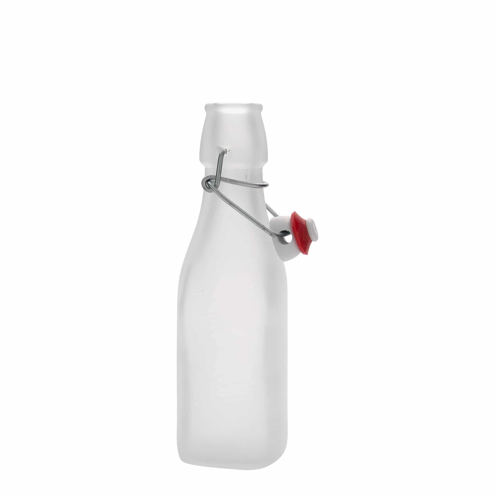 250 ml Bottiglia di vetro 'Swing', quadrata, bianco, imboccatura: tappo meccanico