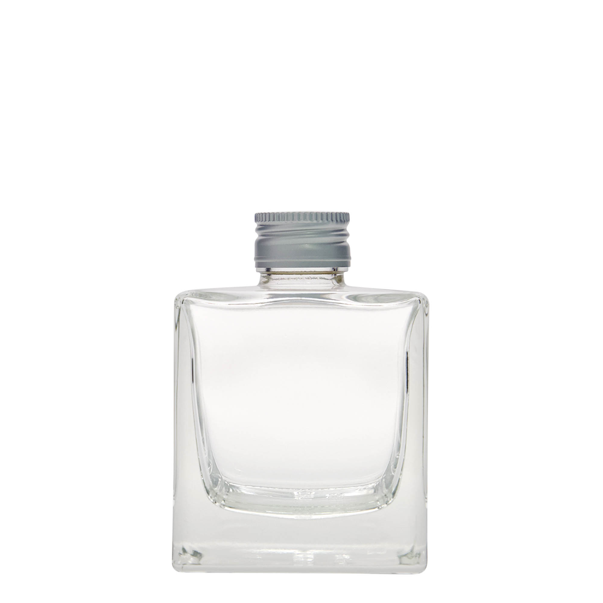 Bottiglia di vetro da 200 ml 'Cube', quadrata, bocca: PP 28 Bottiglia di vetro da 200 ml 'Cube', quadrata, bocca: PP 28
