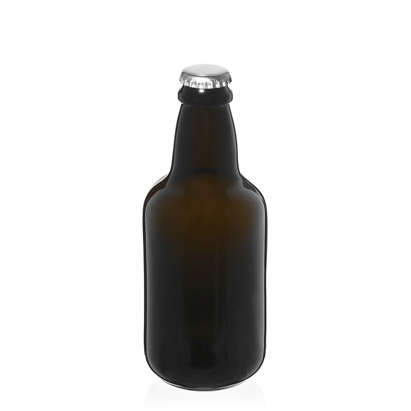 Bottiglia di birra 330 ml 'Era', vetro, verde antico, bocca: tappo corona Bottiglia di birra 330 ml 'Era', vetro, verde antico, bocca: tappo corona