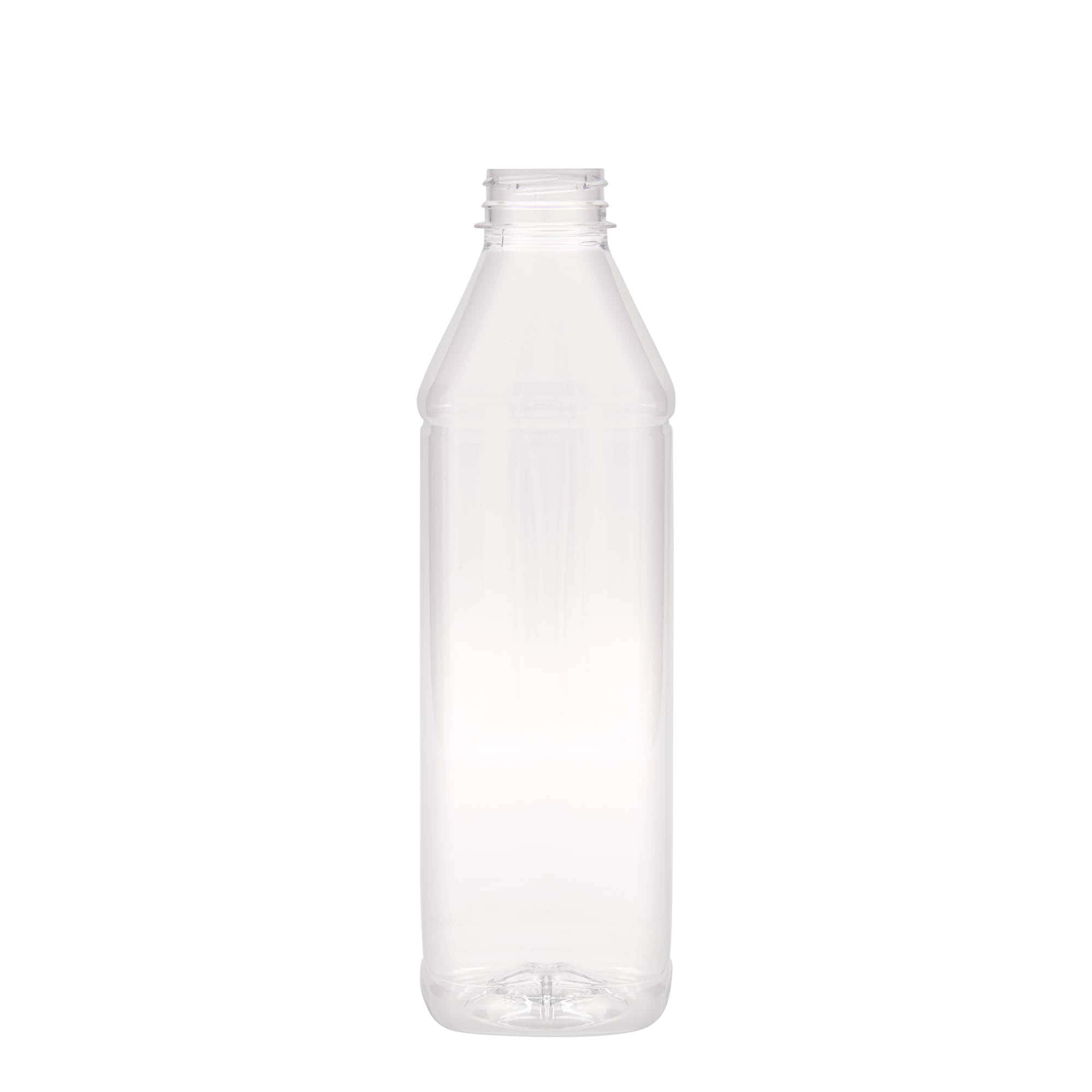 Bottiglia PET da 1.000 ml 'Milk and Juice Carré', quadrata, plastica, bocca: 38 mm