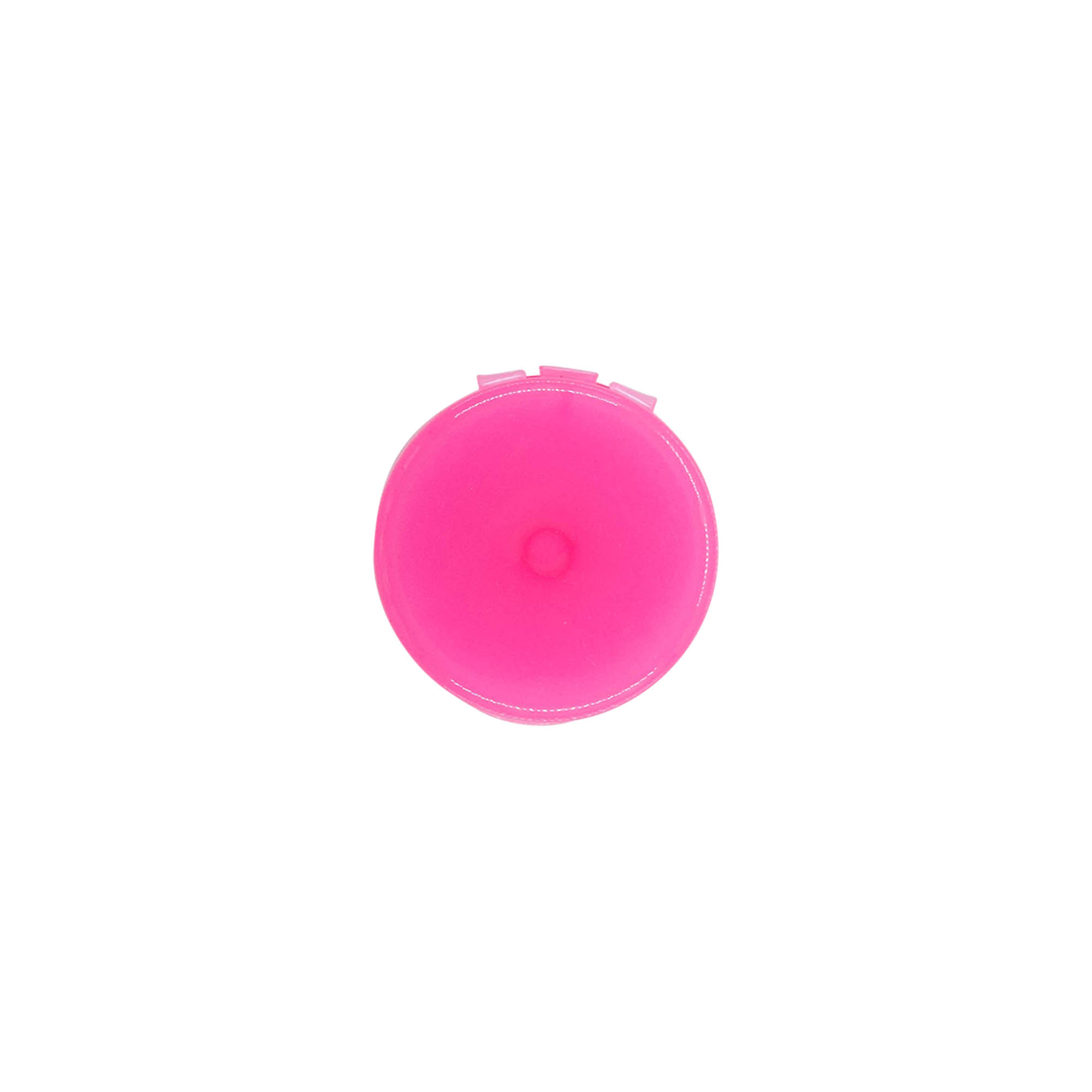 Chiusura a vite con cerniera a battente, plastica PP, rosa, per bocca: 24/410 Chiusura a vite con cerniera a battente, plastica PP, rosa, per bocca: 24/410