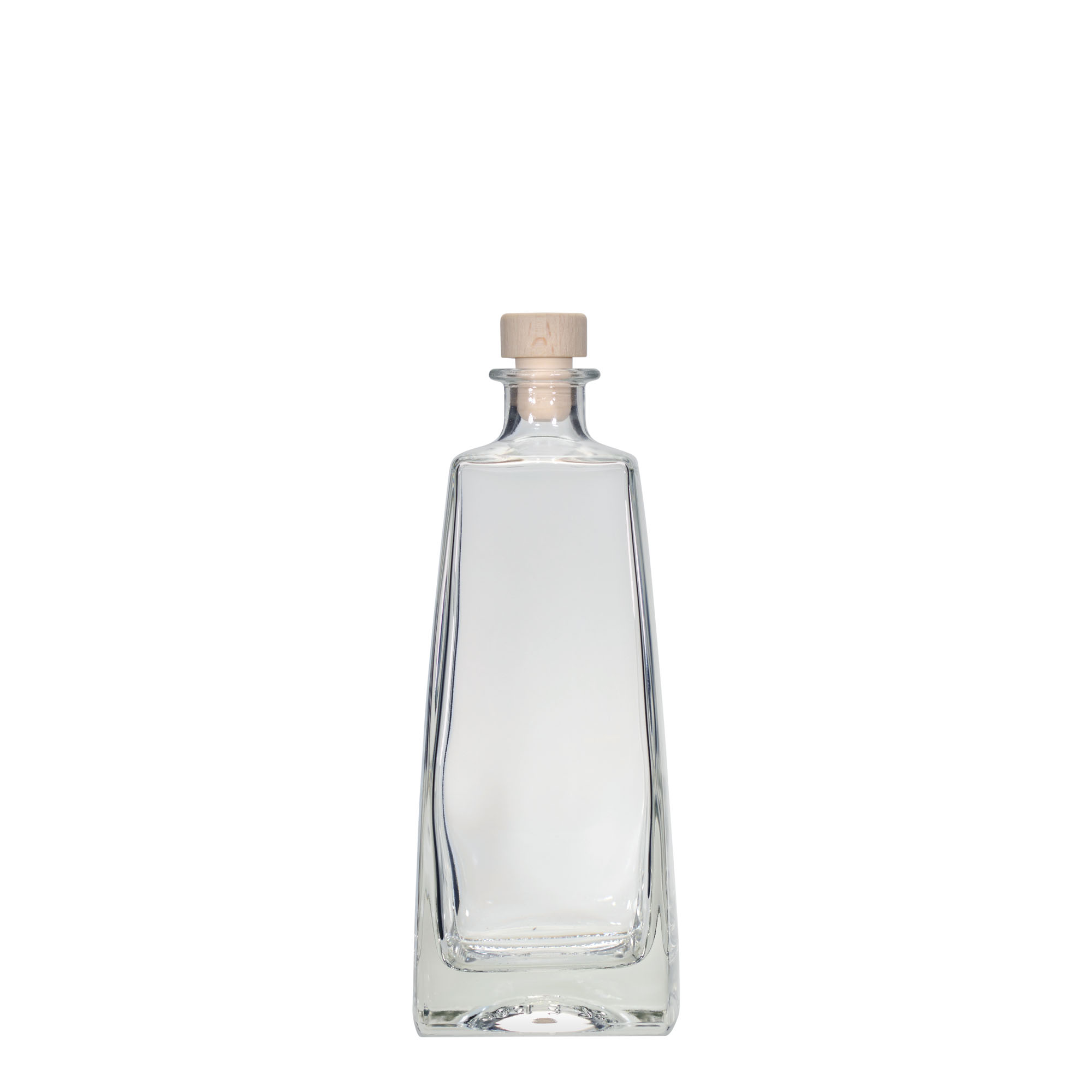 Bottiglia di vetro da 700 ml 'Timmy', rettangolare, bocca: sughero Bottiglia di vetro da 700 ml 'Timmy', rettangolare, bocca: sughero