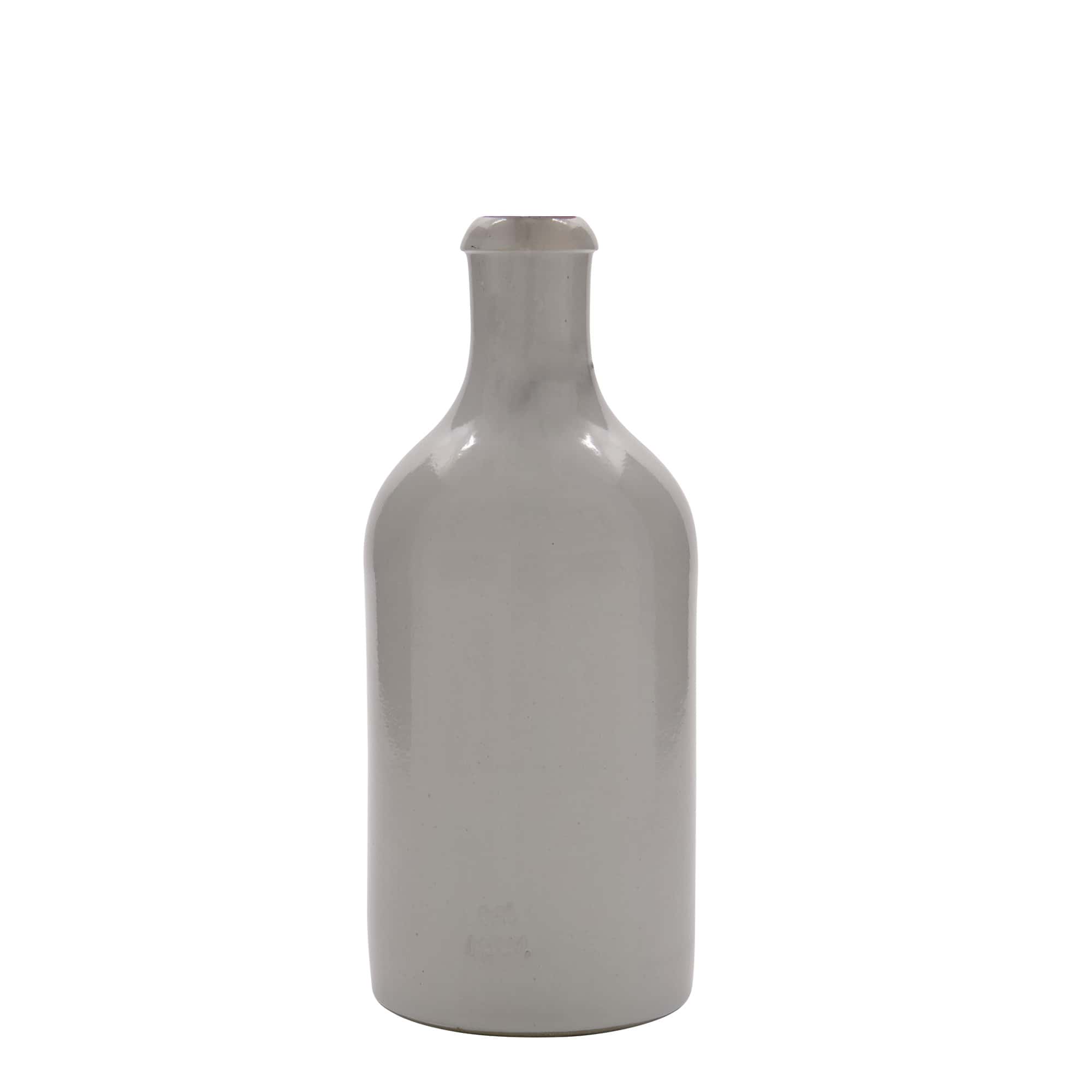 500 ml Bottiglia in ceramica, ceramica grès, bianco, imboccatura: tappo meccanico