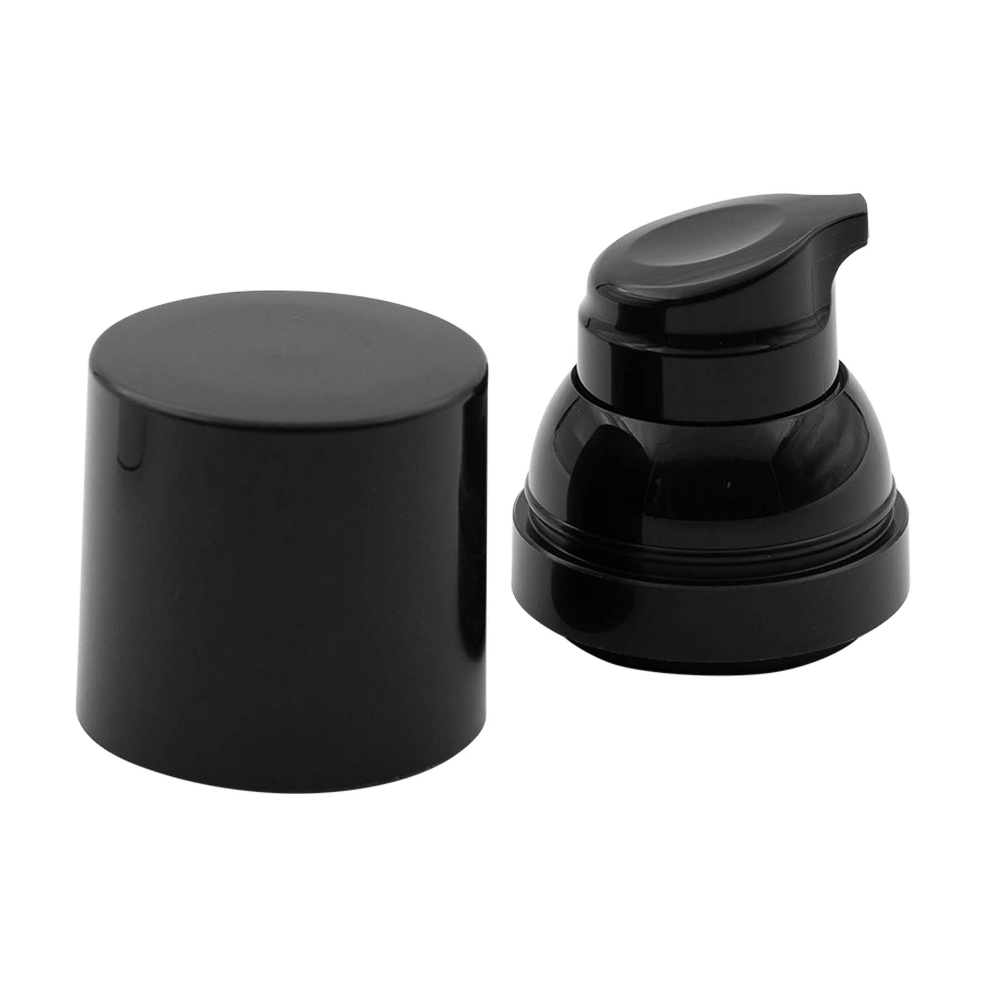 Testa pompa dispenser airless „Mezzo“, tipo D, plastica PP, nero con tappo nero