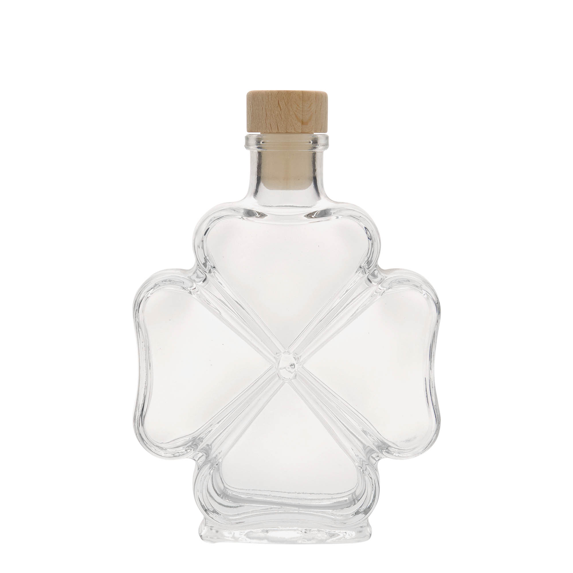 Bottiglia di vetro da 200 ml 'Trifoglio', bocca: tappo di sughero Bottiglia di vetro da 200 ml 'Trifoglio', bocca: tappo di sughero