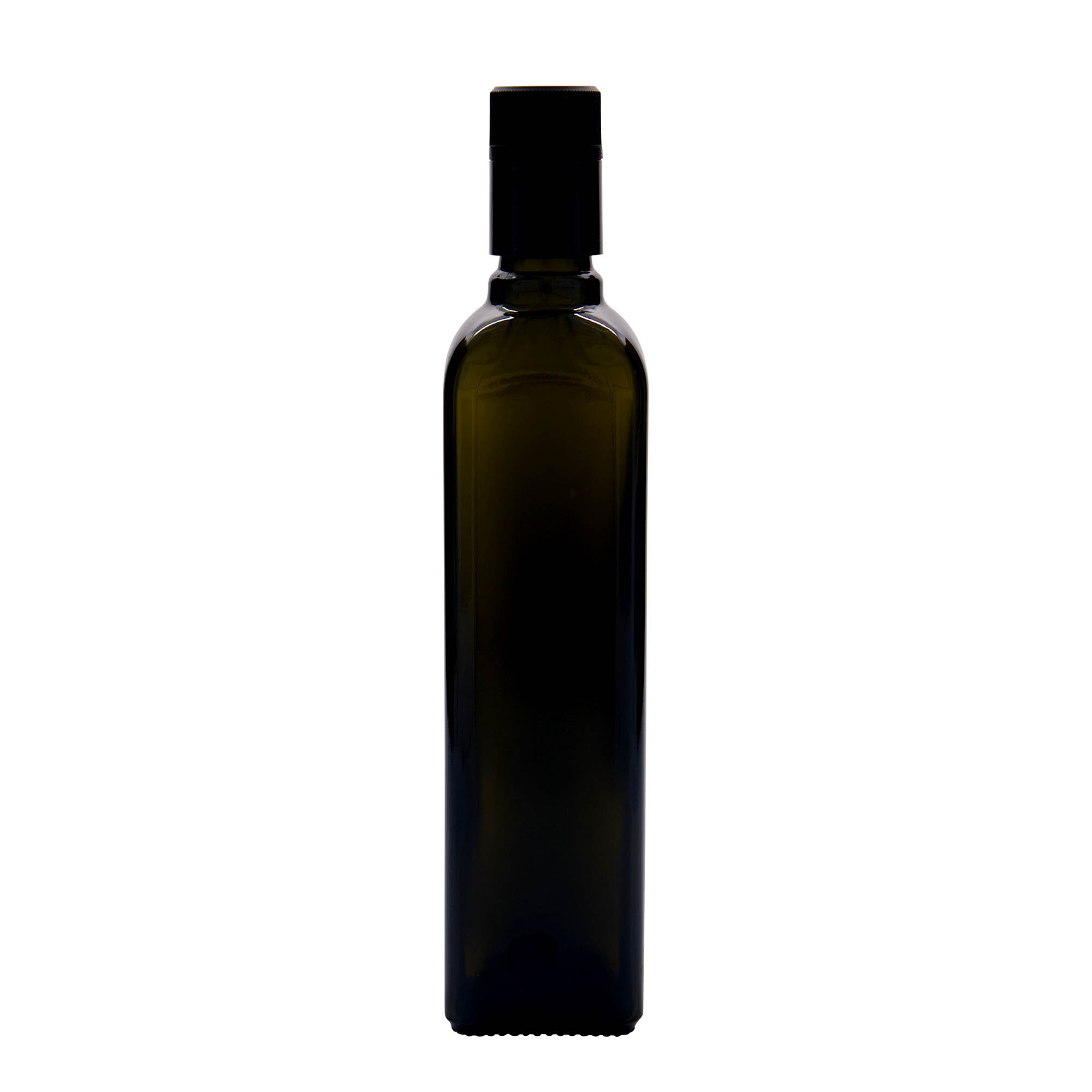 Bottiglia per aceto/olio 'Quadra' 500 ml, vetro, quadrata, verde antico, bocca: DOP Bottiglia per aceto/olio 'Quadra' 500 ml, vetro, quadrata, verde antico, bocca: DOP