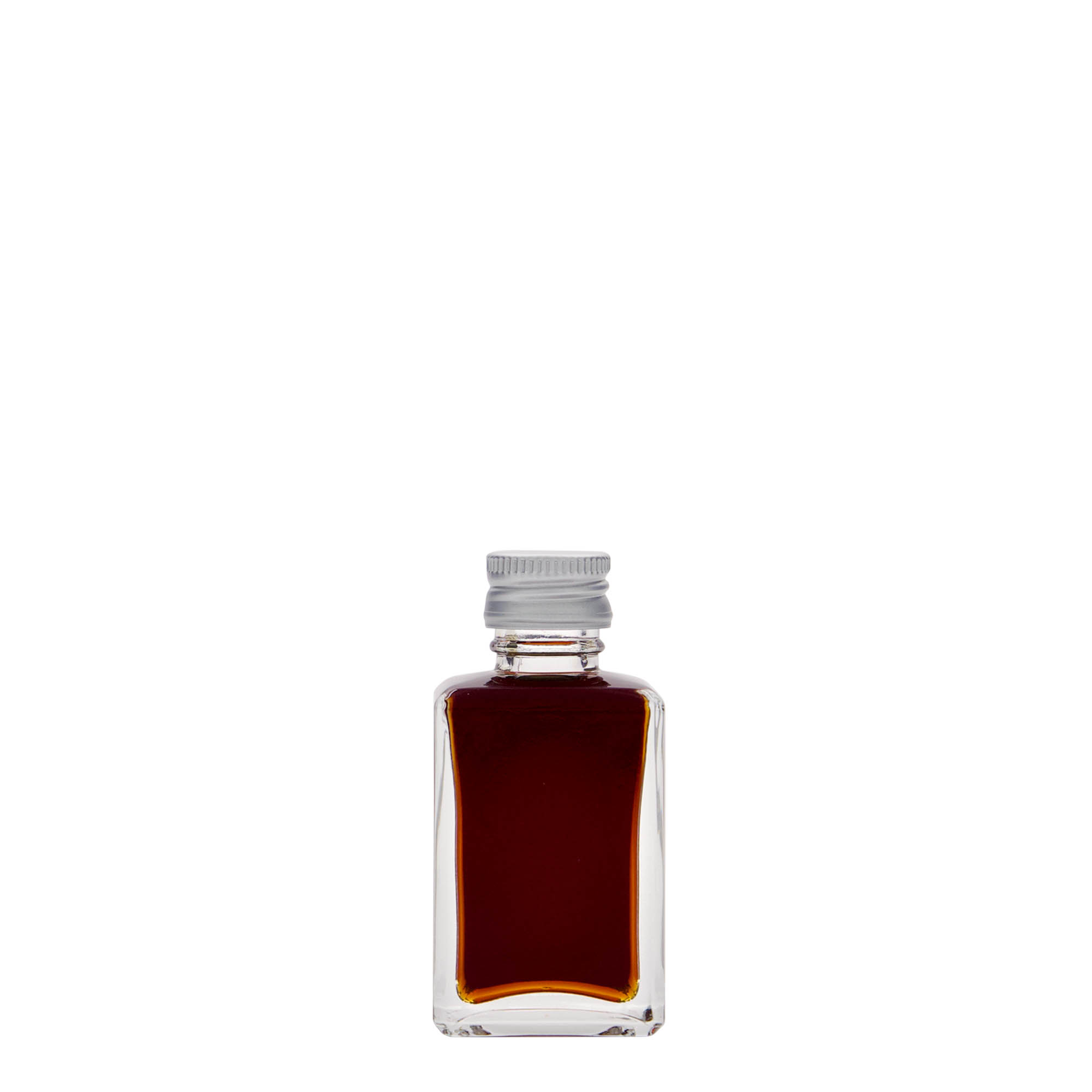 Bottiglia di vetro da 30 ml 'Tamme', quadrata, bocca: PP 18 Bottiglia di vetro da 30 ml 'Tamme', quadrata, bocca: PP 18