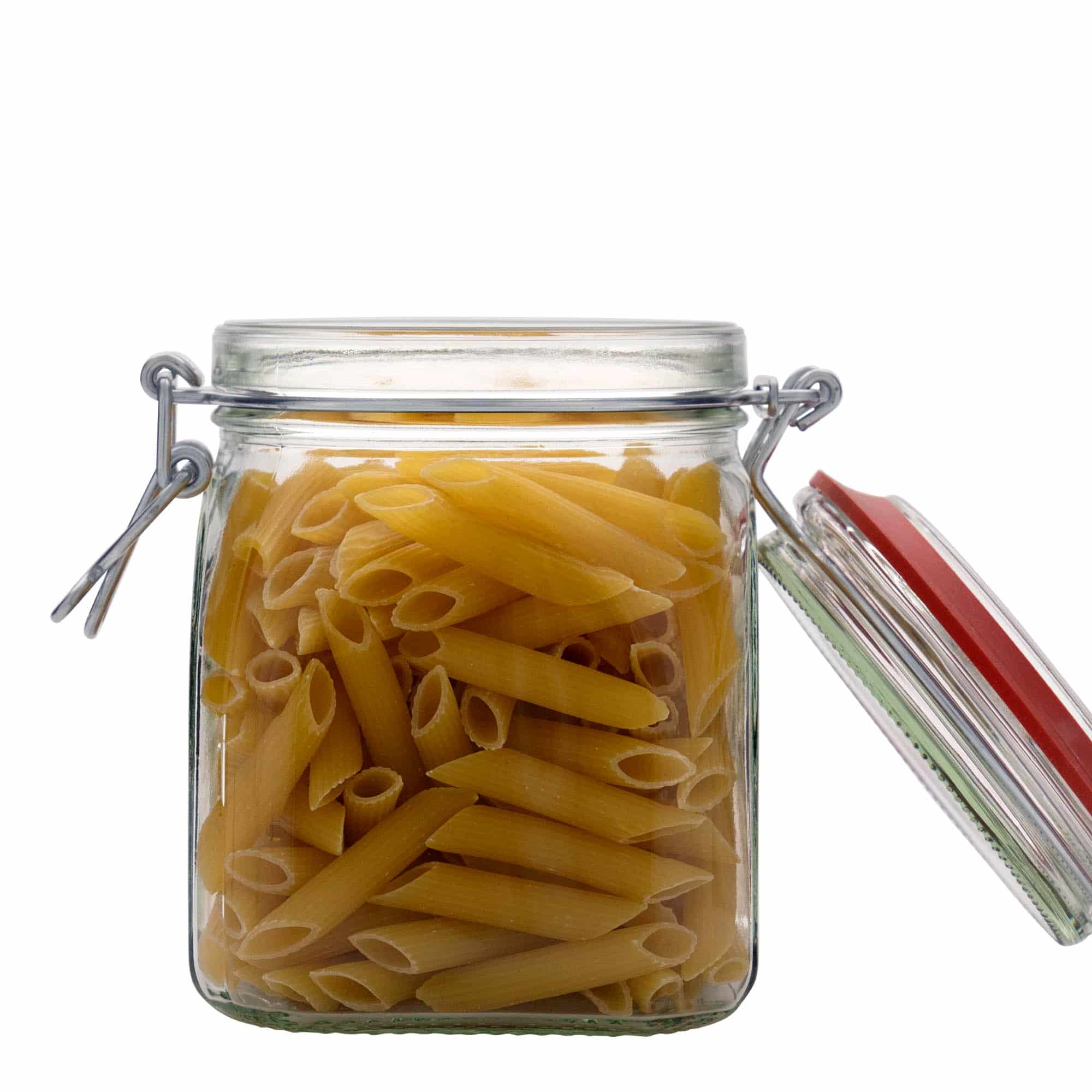 900 ml Barattolo ermetico, quadrato, vetro, imboccatura: chiusura meccanica