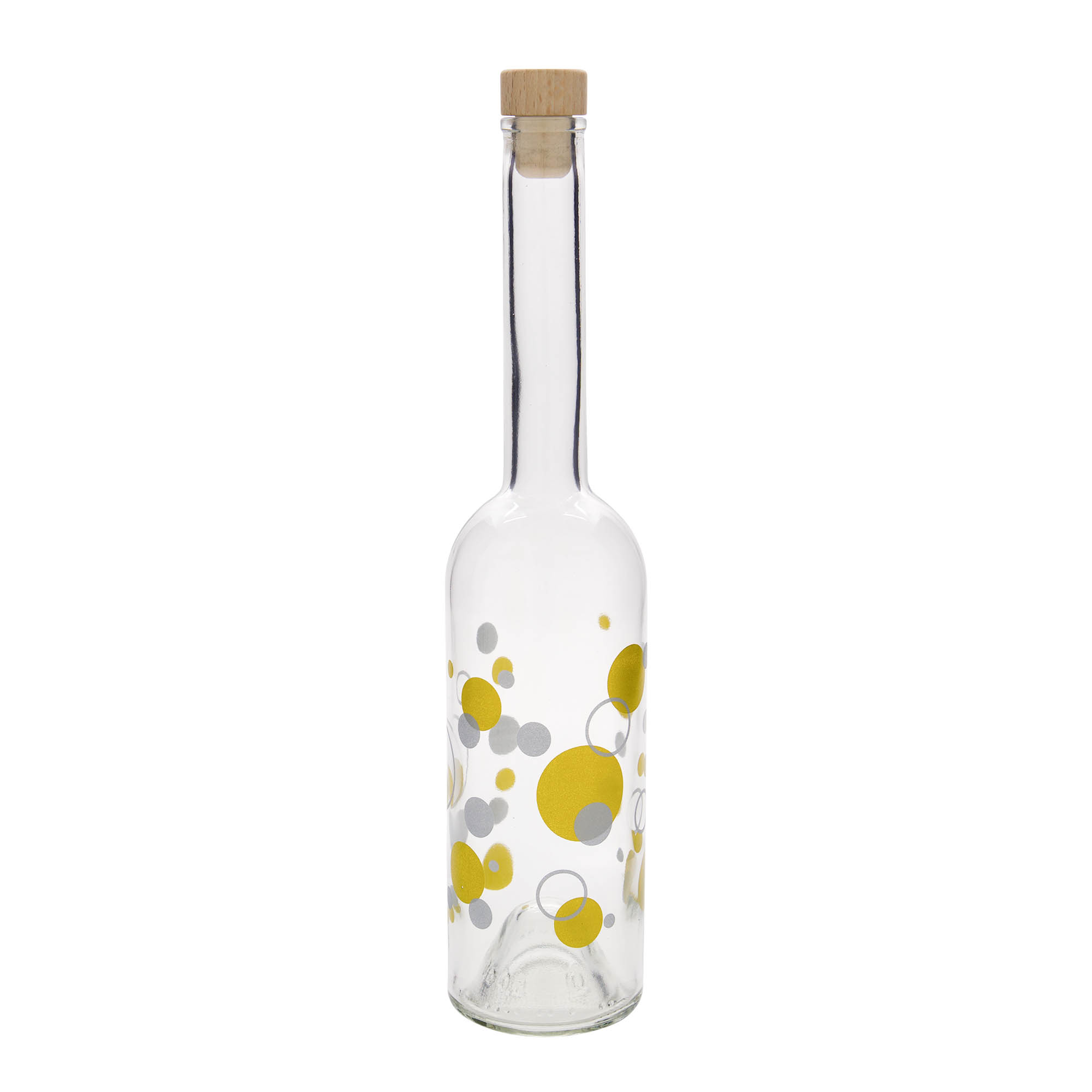 Bottiglia di vetro da 500 ml 'Opera', motivo: punti, bocca: tappo di sughero Bottiglia di vetro da 500 ml 'Opera', motivo: punti, bocca: tappo di sughero