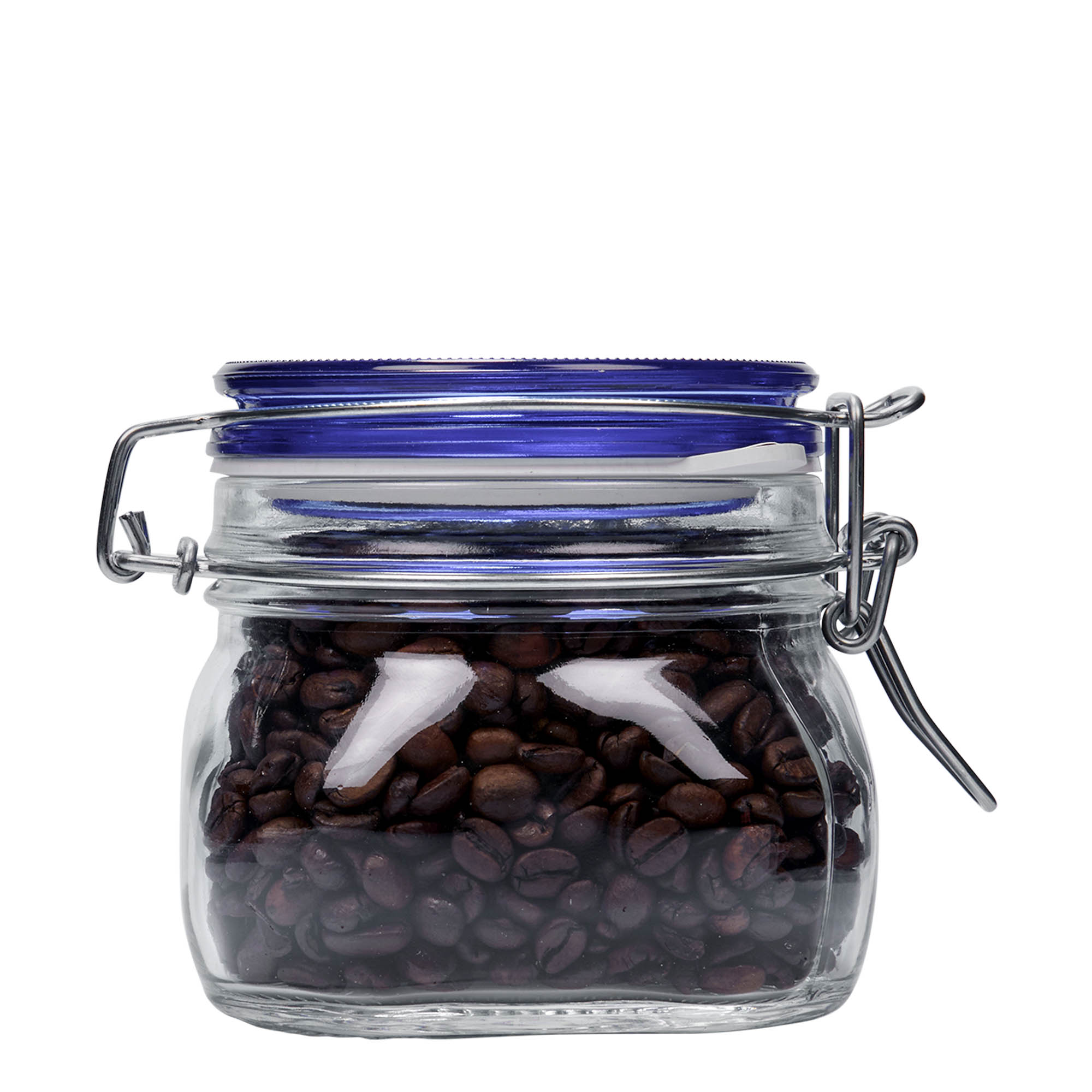 500 ml barattolo a chiusura a filo 'Fido' con tappo blu, quadrato, bocca: chiusura a filo 500 ml barattolo a chiusura a filo 'Fido' con tappo blu, quadrato, bocca: chiusura a filo