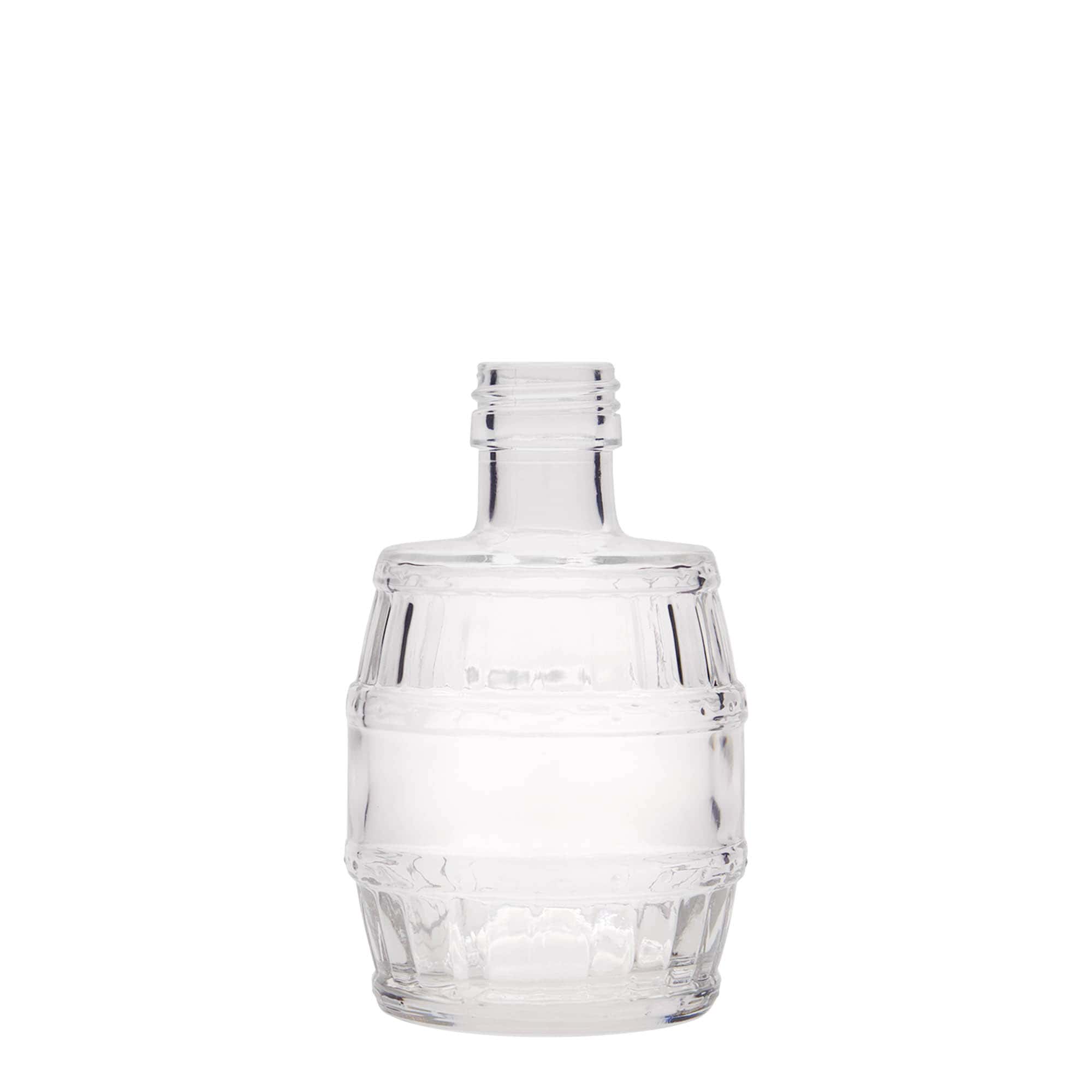 Bottiglia di vetro da 200 ml 'Barile', bocca: PP 28